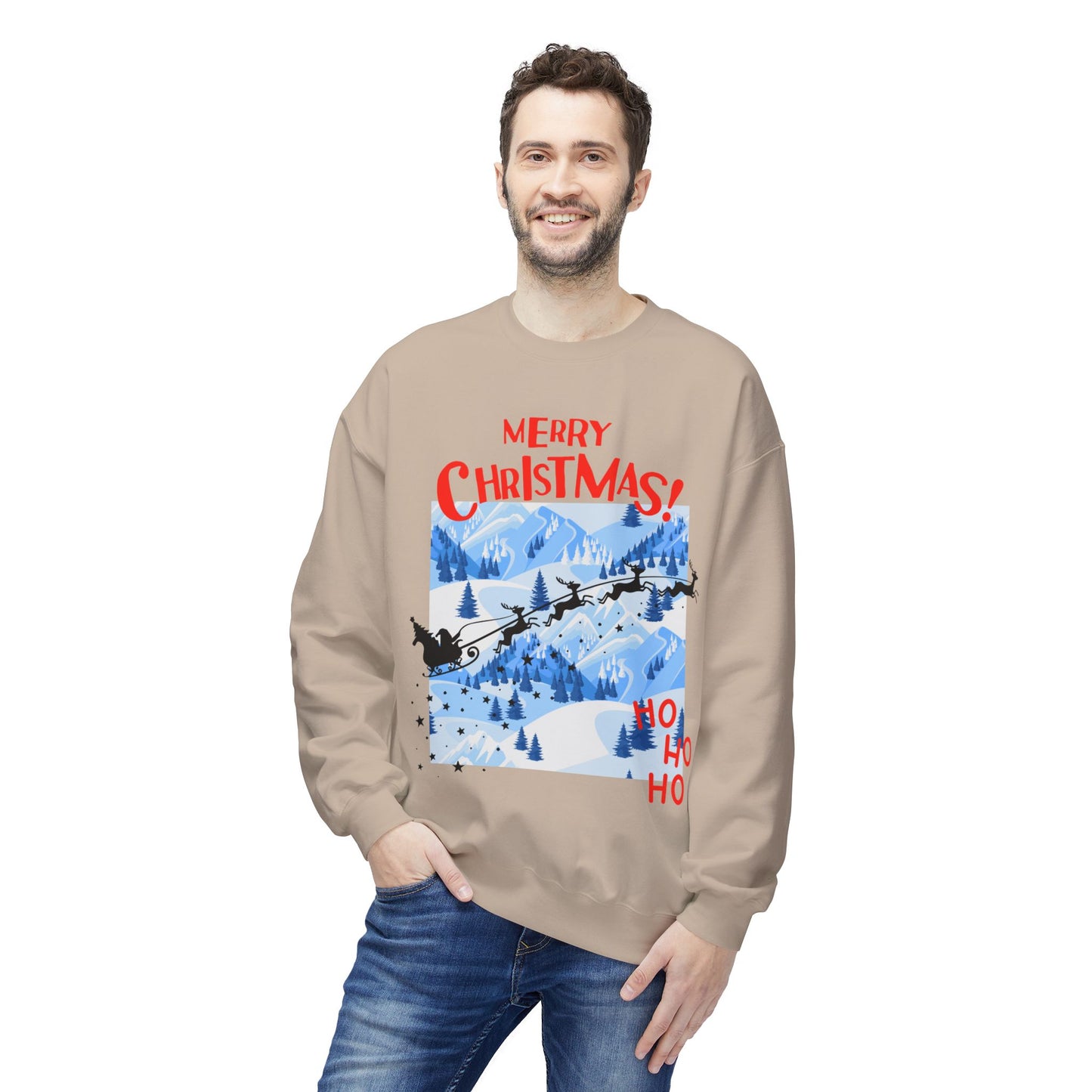 Christmas Santa Fleece Sweatshirt, Cozy Holiday Pullover, Merry Christmas Gift, Winter Sweater, Unisex Crewneck