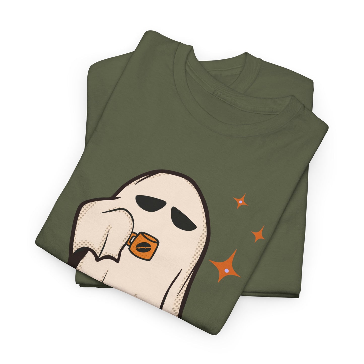 Ghostly Coffee Unisex Tee - Perfect for Halloween, Cozy Days, and Gift Ideas, Trick or Coffe Shirt, Holidays, Ghost Design, Coffee