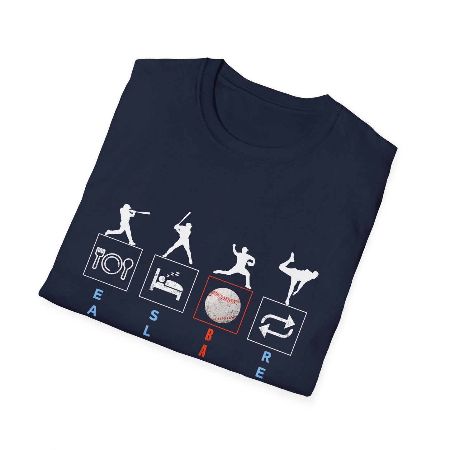 Baseball Enthusiast T-Shirt - Eat Sleep Baseball Repeat - Perfect for Sports Fans, Athletes, Gift for Coach, Casual Wear