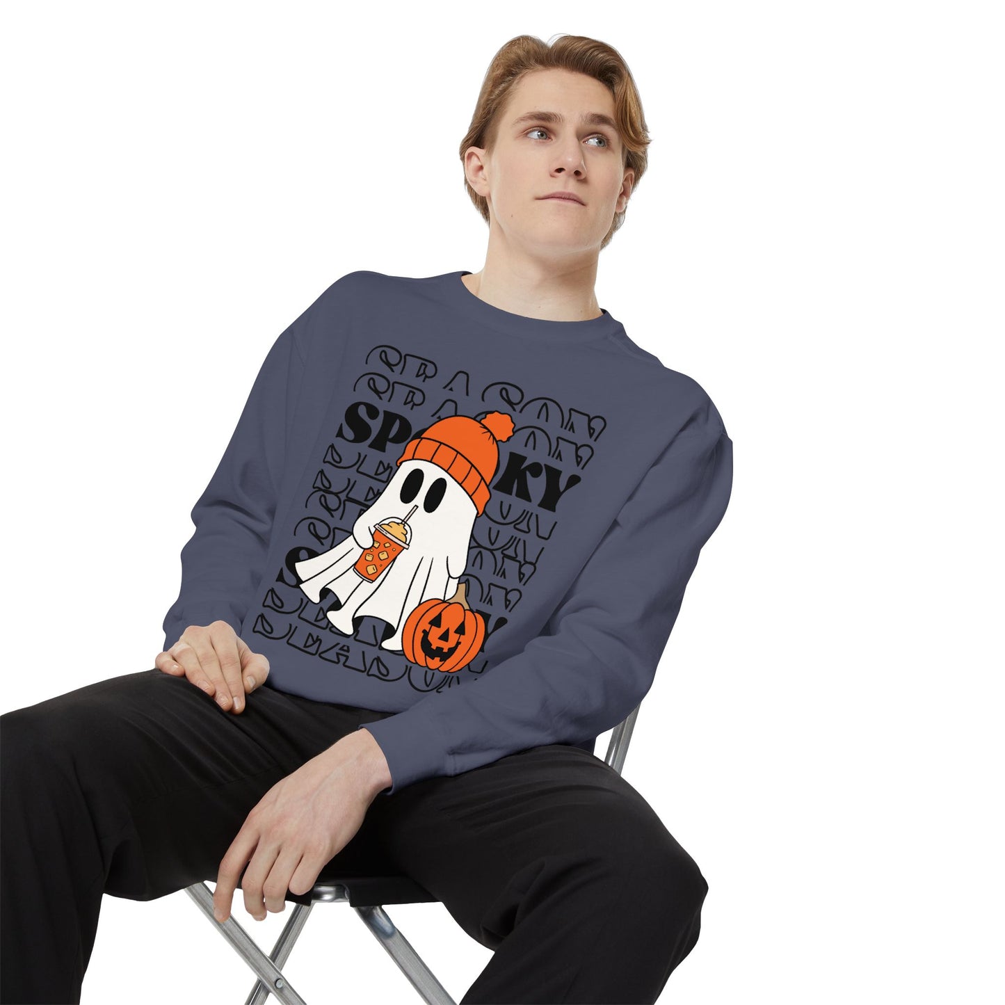 Spooky Season Sweatshirt - Unisex Garment-Dyed Pullover for Halloween and Fall, Cozy Comfort, Perfect Gift for Friends, October Decor,