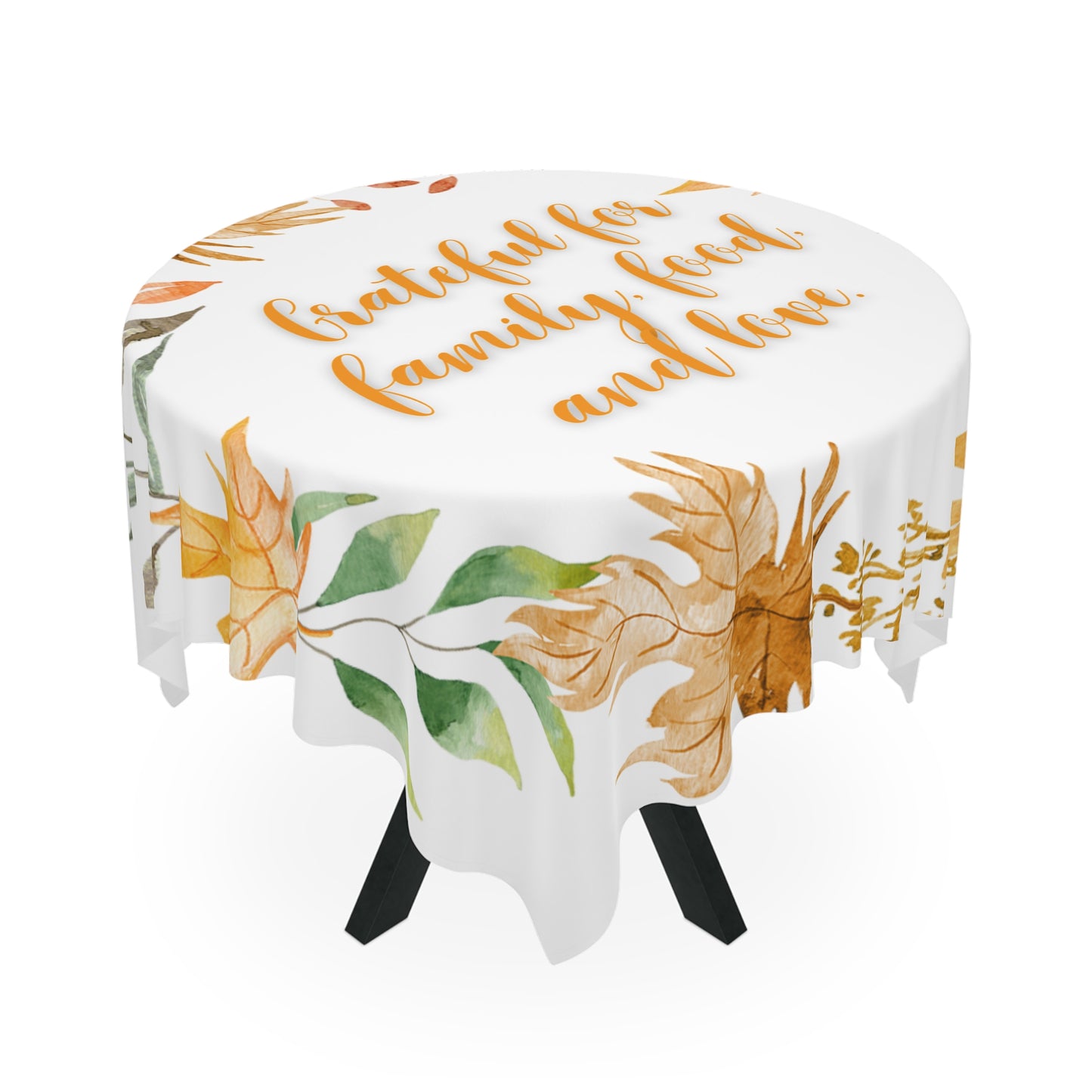 Thanksgiving Tablecloth, Grateful for Family Food and Love, Fall Decor, Autumn Gathering, Holiday Celebration, Dinner Party Accent