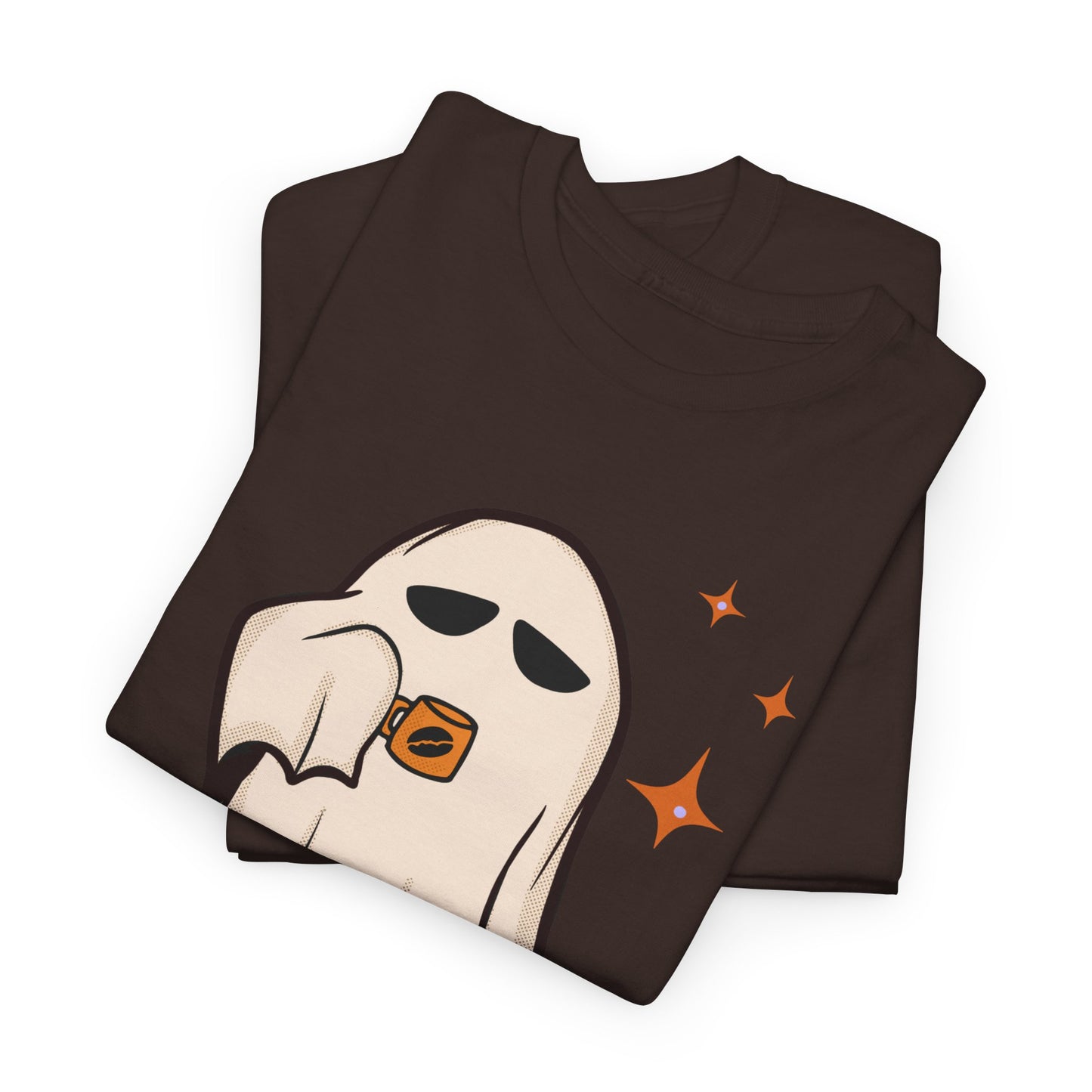 Ghostly Coffee Unisex Tee - Perfect for Halloween, Cozy Days, and Gift Ideas, Trick or Coffe Shirt, Holidays, Ghost Design, Coffee