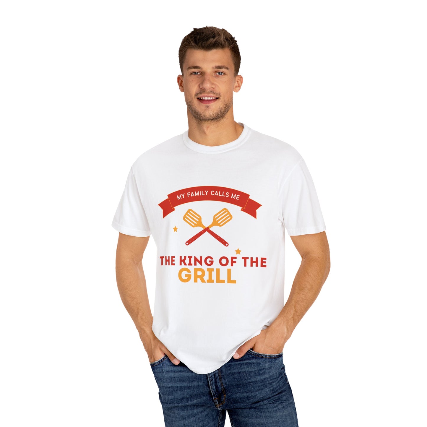 King of the Grill T-shirt | Unisex Garment-Dyed Tee for BBQ Lovers, Father's Day Gift, Cooking Enthusiasts, Summer Parties, Family