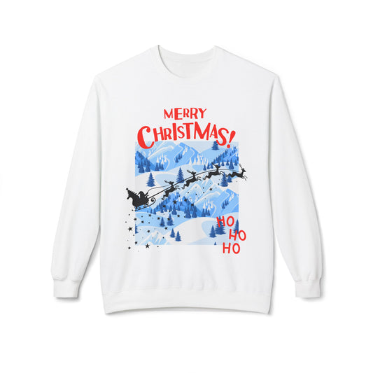 Christmas Santa Fleece Sweatshirt, Cozy Holiday Pullover, Merry Christmas Gift, Winter Sweater, Unisex Crewneck