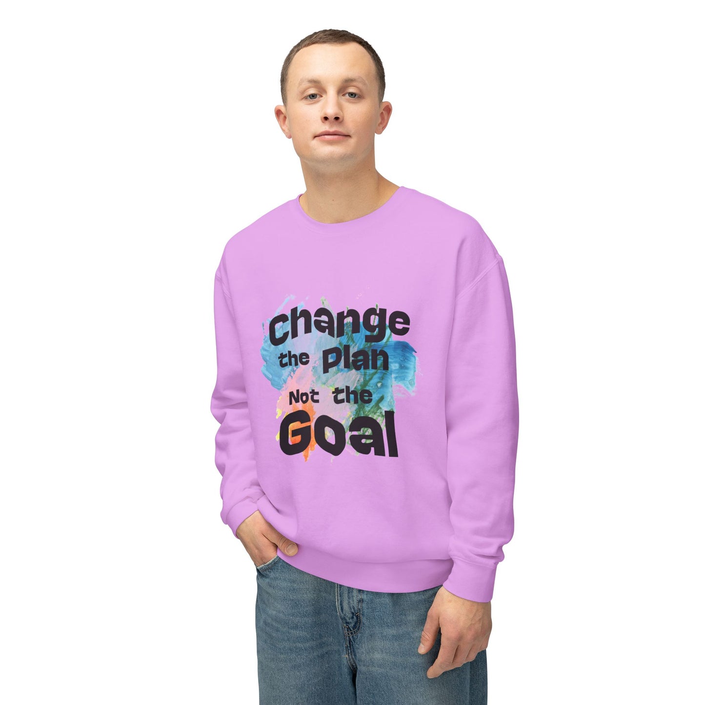 Change the Plan Lightweight Crewneck Sweatshirt | Inspirational Quote Sweatshirt for Everyday Motivation