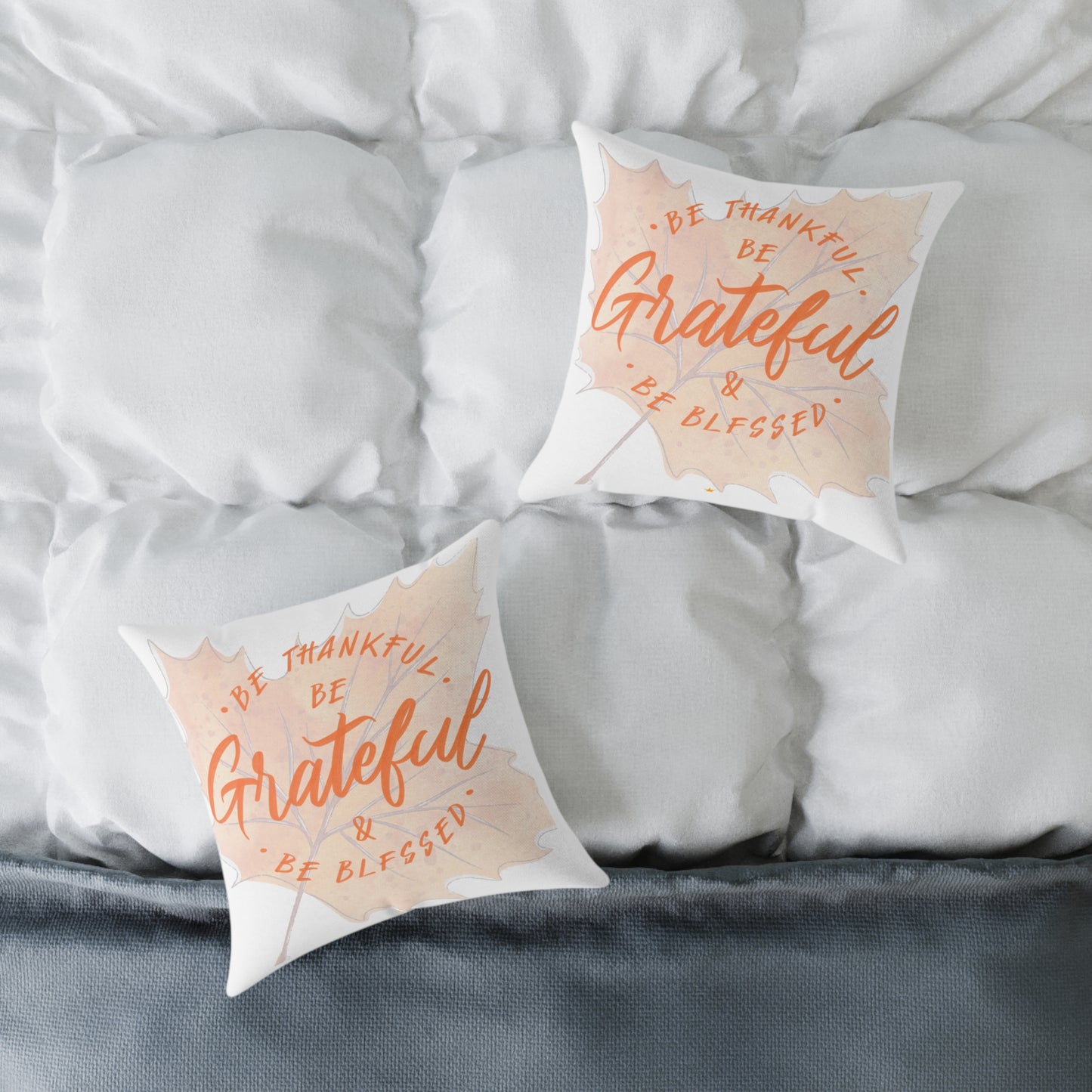 Grateful Canvas Pillow for Home Decor, Affirmation Cushion, Thanksgiving Gift, Cozy Bedroom Accessory, Motivational Throw Pillow