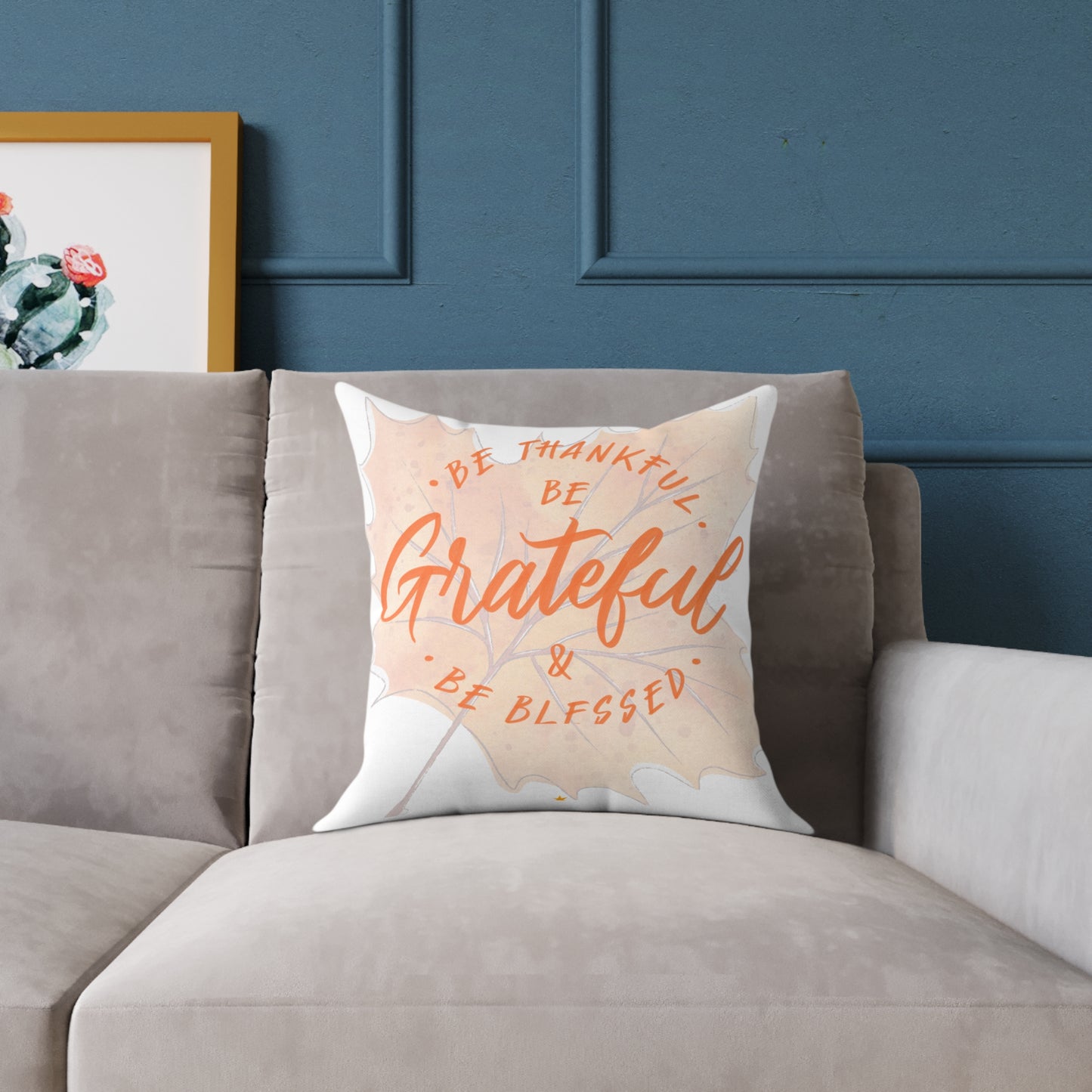 Grateful Canvas Pillow for Home Decor, Affirmation Cushion, Thanksgiving Gift, Cozy Bedroom Accessory, Motivational Throw Pillow