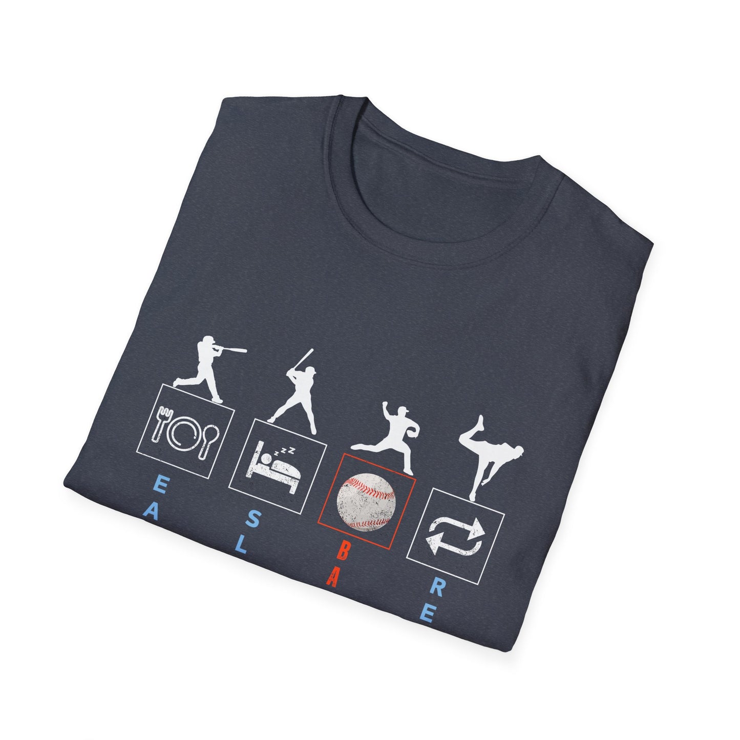 Baseball Enthusiast T-Shirt - Eat Sleep Baseball Repeat - Perfect for Sports Fans, Athletes, Gift for Coach, Casual Wear