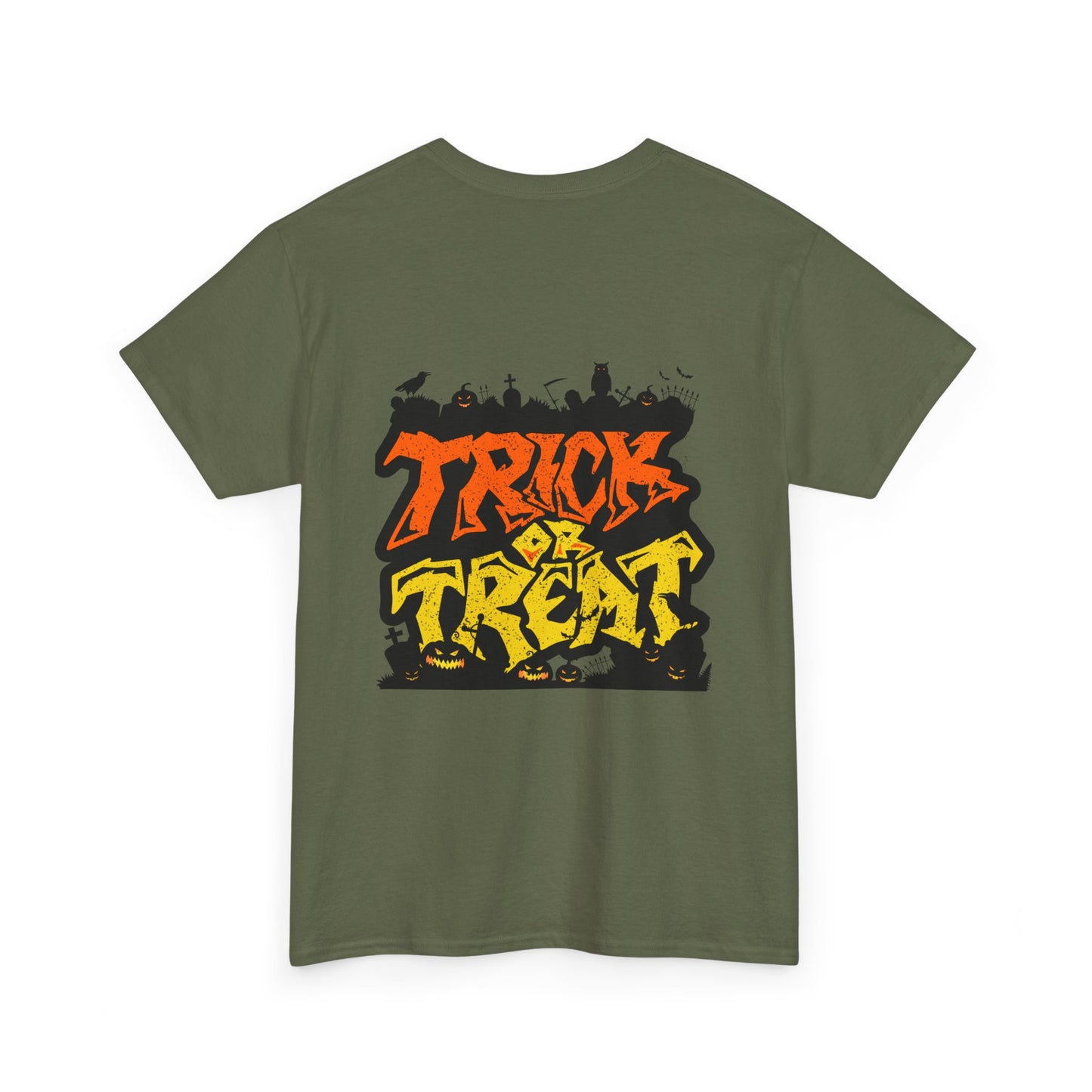 Halloween Unisex Tee, Spooky Pumpkin Shirt, Trick or Treat Graphic T-Shirt, Fall Clothing, Halloween Party Attire