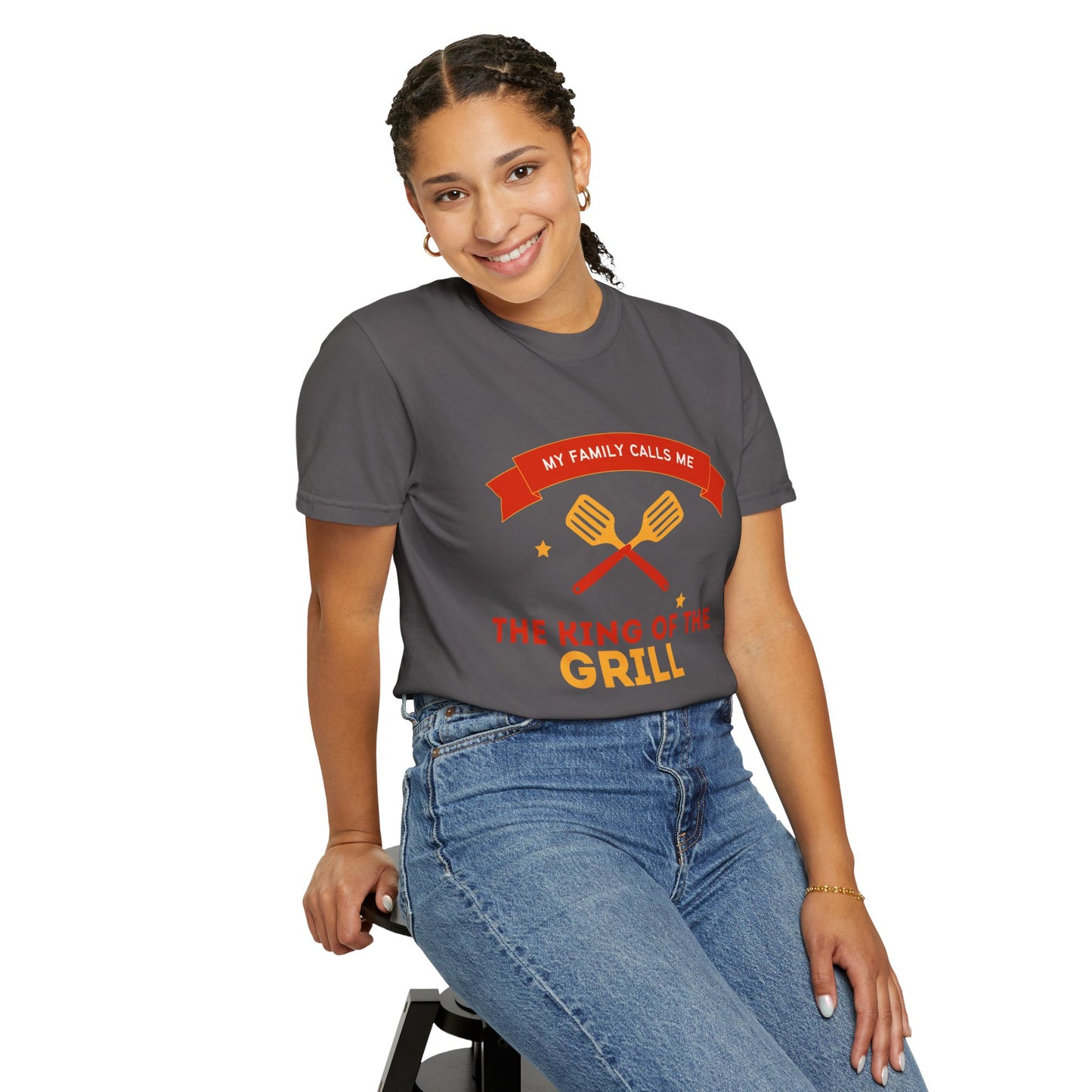 King of the Grill T-shirt | Unisex Garment-Dyed Tee for BBQ Lovers, Father's Day Gift, Cooking Enthusiasts, Summer Parties, Family