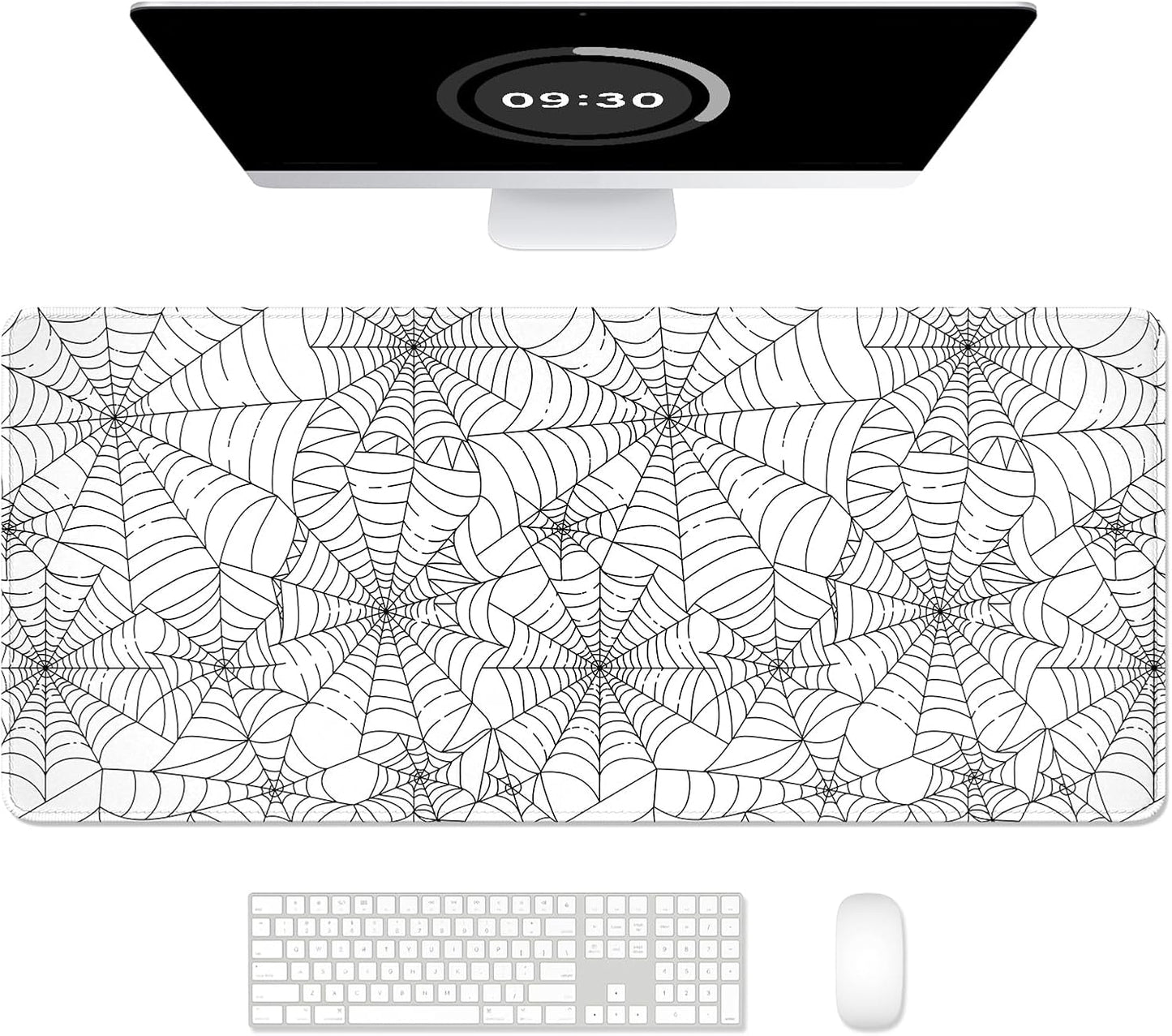 Desk Pad, XL Extended Large Gaming Mouse Pad 31.5 X 11.8 Inch, Waterproof Mousepad with Stitched Edge, Non-Slip Computer Keyboard Laptop Mat for Women Men Office Work, Teal Tropical Leaves