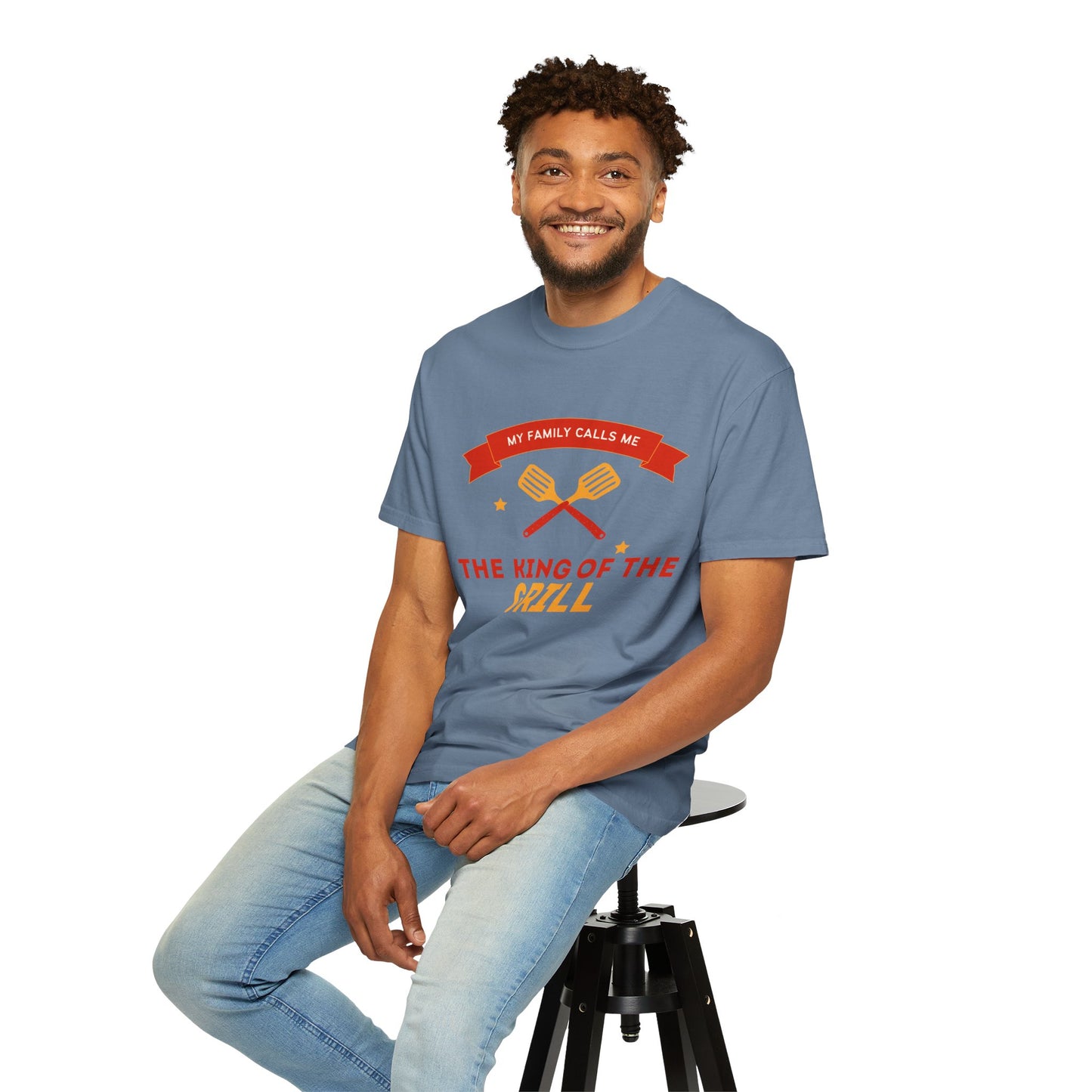 King of the Grill T-shirt | Unisex Garment-Dyed Tee for BBQ Lovers, Father's Day Gift, Cooking Enthusiasts, Summer Parties, Family