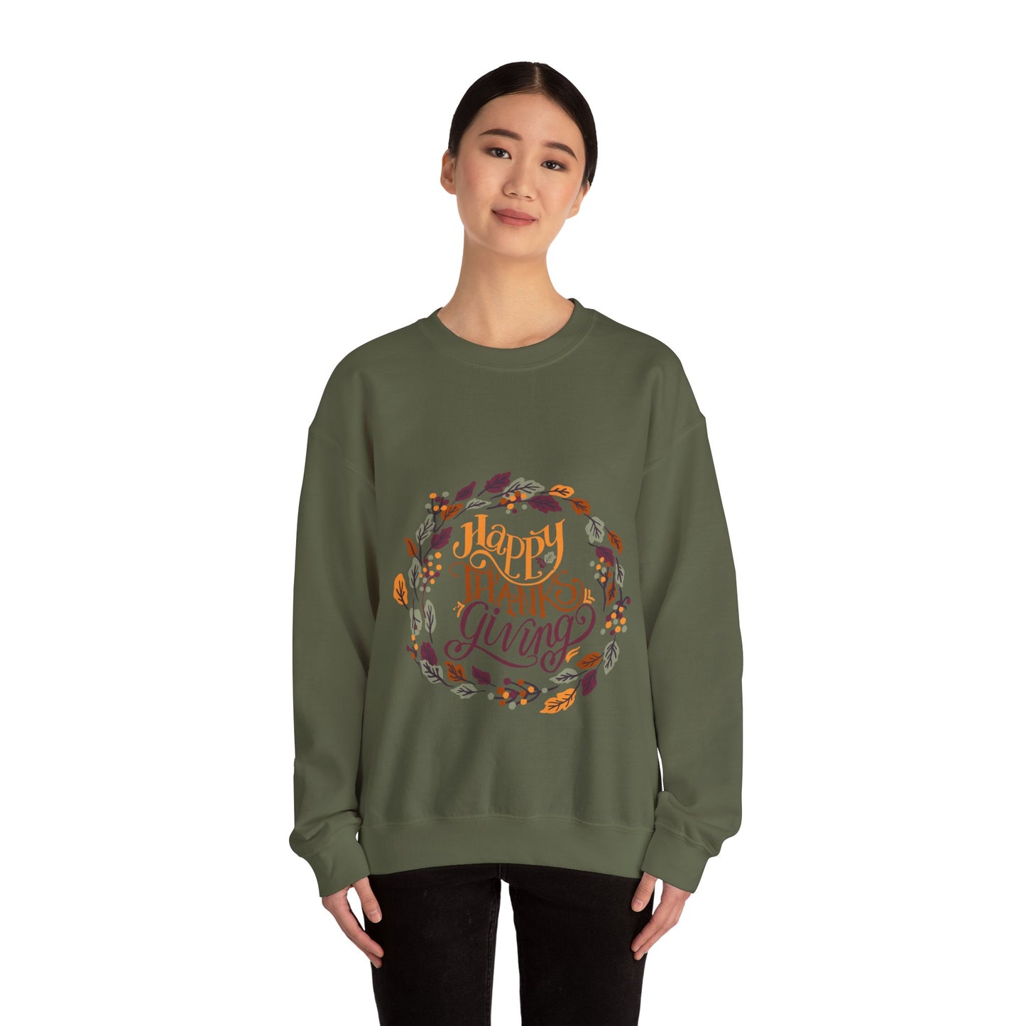 Happy Thanksgiving Crewneck Sweatshirt - Cozy Fall Apparel, Thanksgiving Gift, Unisex Pullover, Casual Fall Sweatshirt