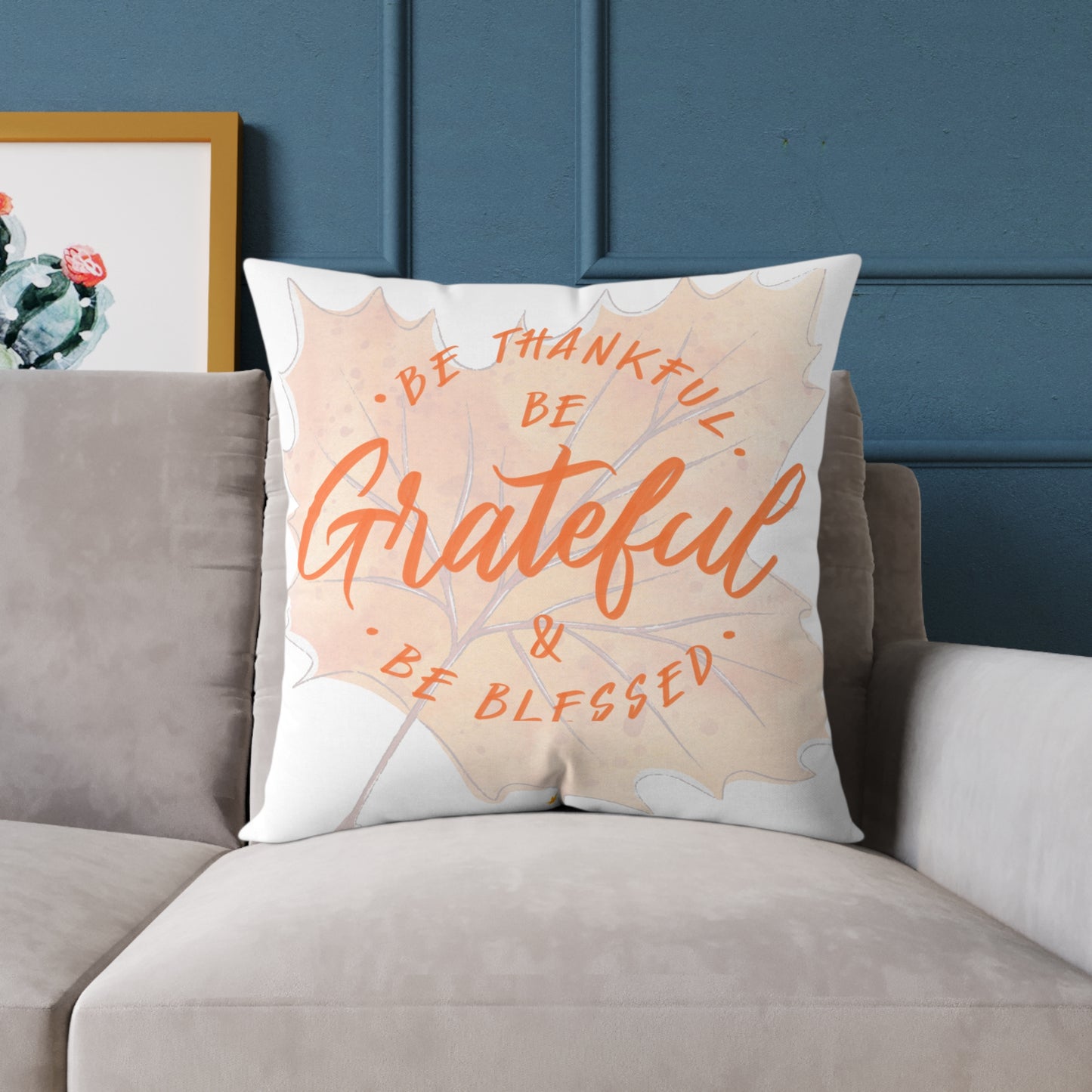 Grateful Canvas Pillow for Home Decor, Affirmation Cushion, Thanksgiving Gift, Cozy Bedroom Accessory, Motivational Throw Pillow