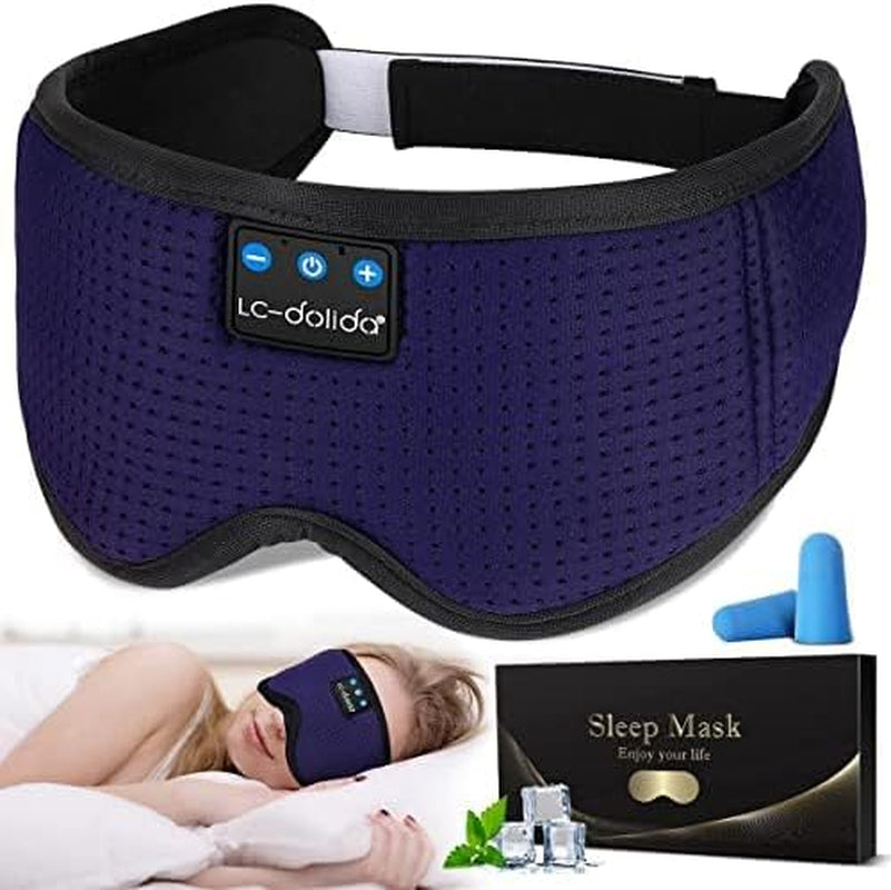 Sleep Headphones, Silk Sleep Mask Bluetooth Wireless Music Eye Mask, Sleeping Headphones for Side Sleepers Sleep Mask with Bluetooth Headphones Ultra-Thin Stereo Speaker Perfect for Sleeping