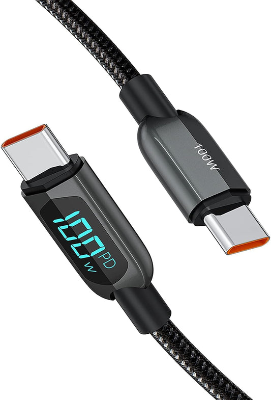 USB C to USB C Cable 10Ft 60W, Braided USB-C Cable 3A Fast Charging, Compatible with Macbook(Pro), Galaxy S20/S20+/S20 Ultra/S10/S9/S9+, Note 10, Pixel 3XL, Etc. Space Gray