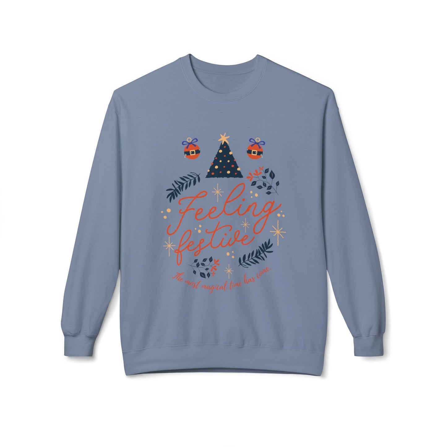 Festive Feeling Crewneck Sweatshirt, Cozy Holiday Sweatshirt, Christmas Gift, Unisex Fleece Pullover, Winter Apparel, Casual Wear