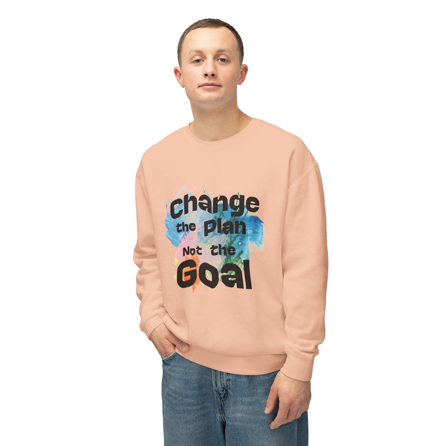 Change the Plan Lightweight Crewneck Sweatshirt | Inspirational Quote Sweatshirt for Everyday Motivation