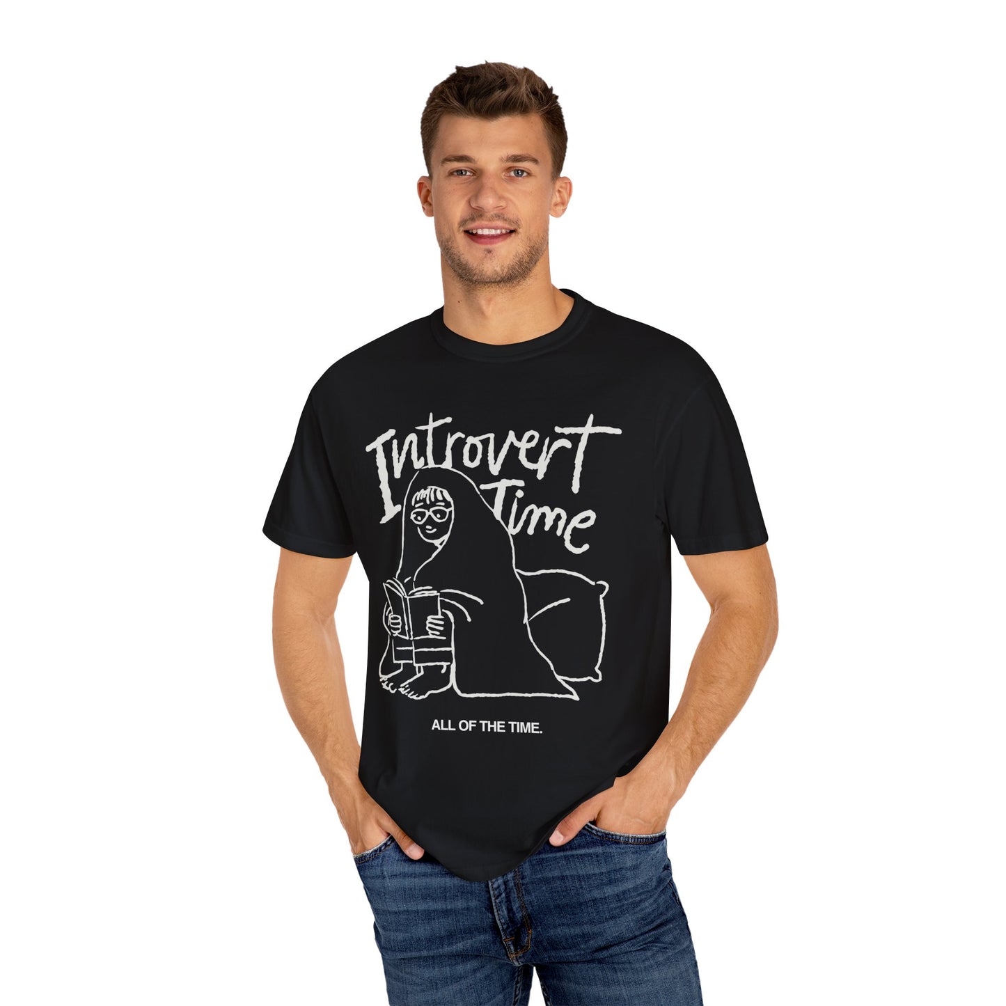 Unisex Introvert Time T-shirt, Cozy Graphic Tee for Introverts, Perfect Gift for Book Lovers, Relaxation Shirt, Comfy Everyday Wear