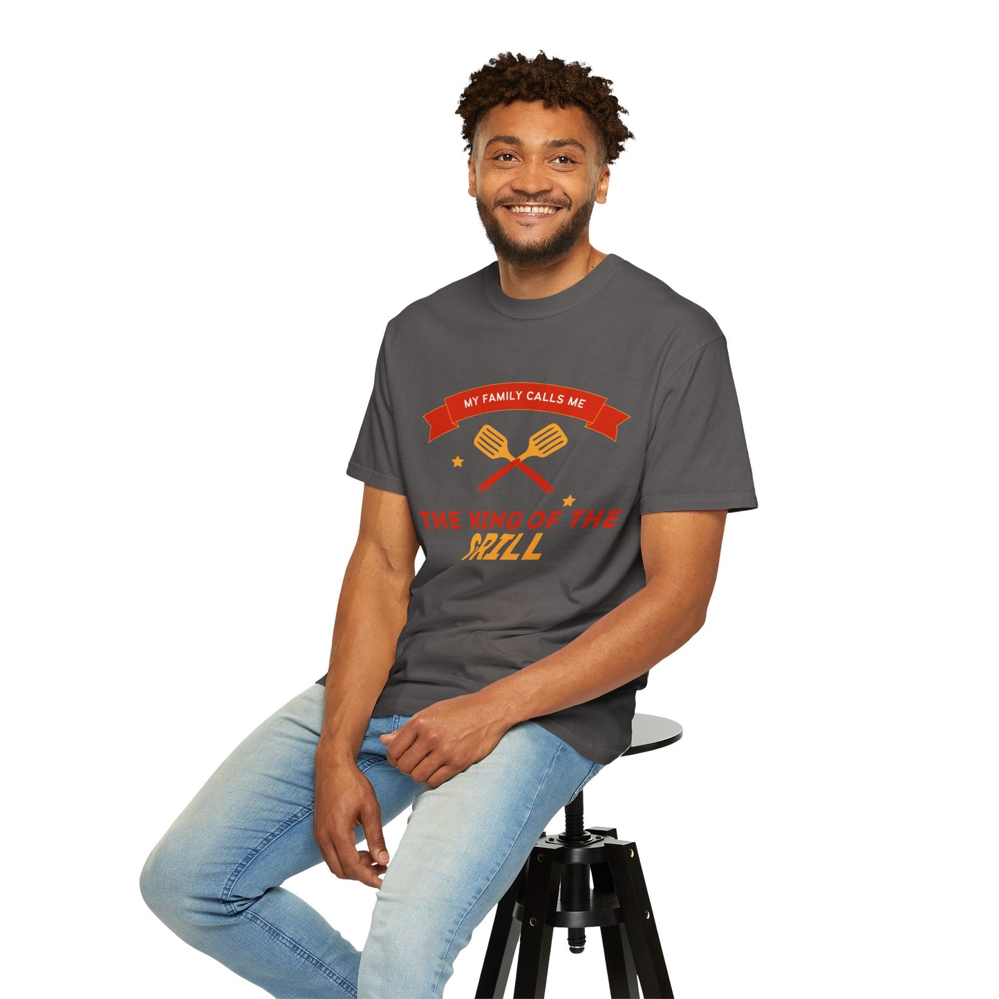 King of the Grill T-shirt | Unisex Garment-Dyed Tee for BBQ Lovers, Father's Day Gift, Cooking Enthusiasts, Summer Parties, Family
