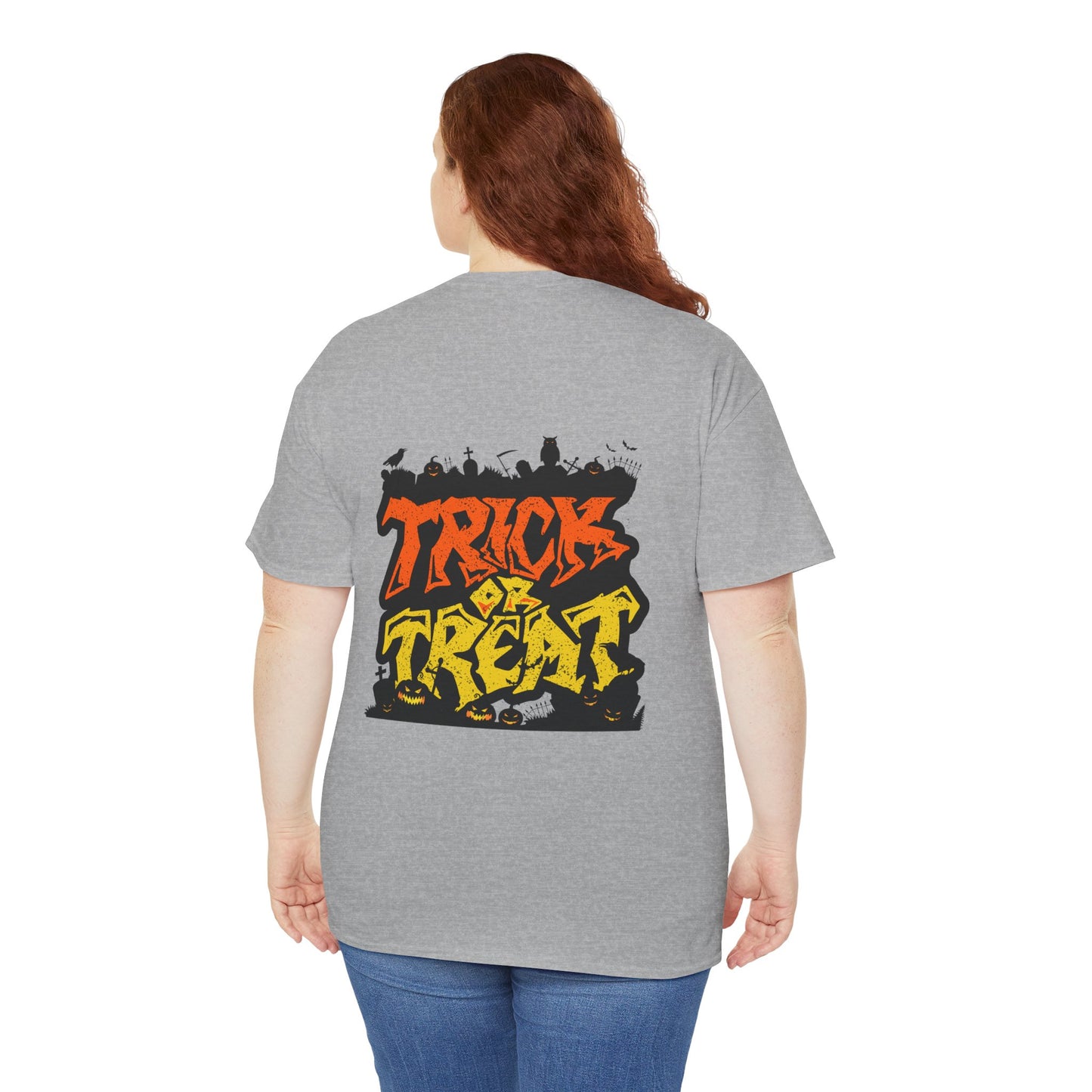 Halloween Unisex Tee, Spooky Pumpkin Shirt, Trick or Treat Graphic T-Shirt, Fall Clothing, Halloween Party Attire