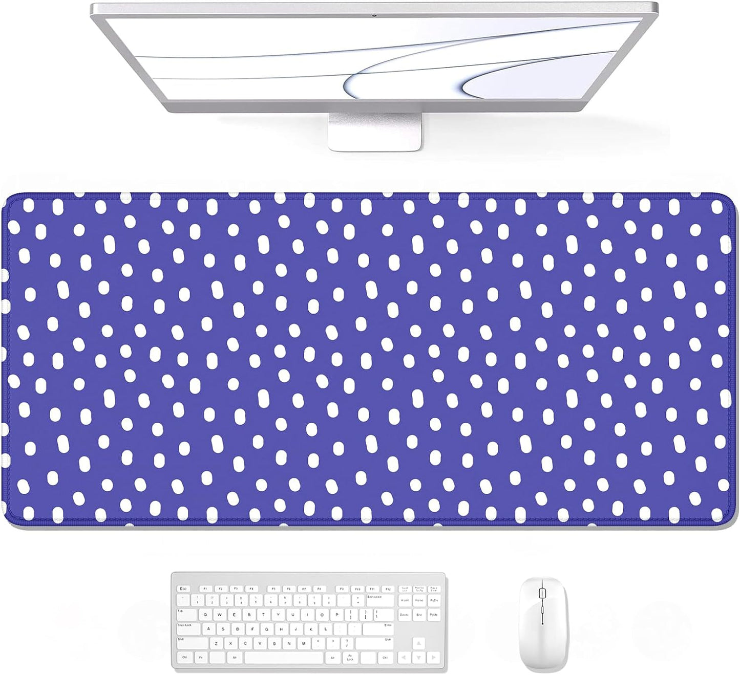 Desk Pad, XL Extended Large Gaming Mouse Pad 31.5 X 11.8 Inch, Waterproof Mousepad with Stitched Edge, Non-Slip Computer Keyboard Laptop Mat for Women Men Office Work, Teal Tropical Leaves