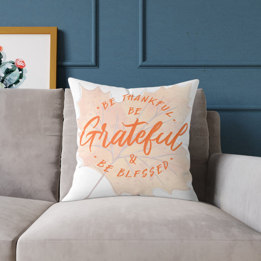 Grateful Canvas Pillow for Home Decor, Affirmation Cushion, Thanksgiving Gift, Cozy Bedroom Accessory, Motivational Throw Pillow