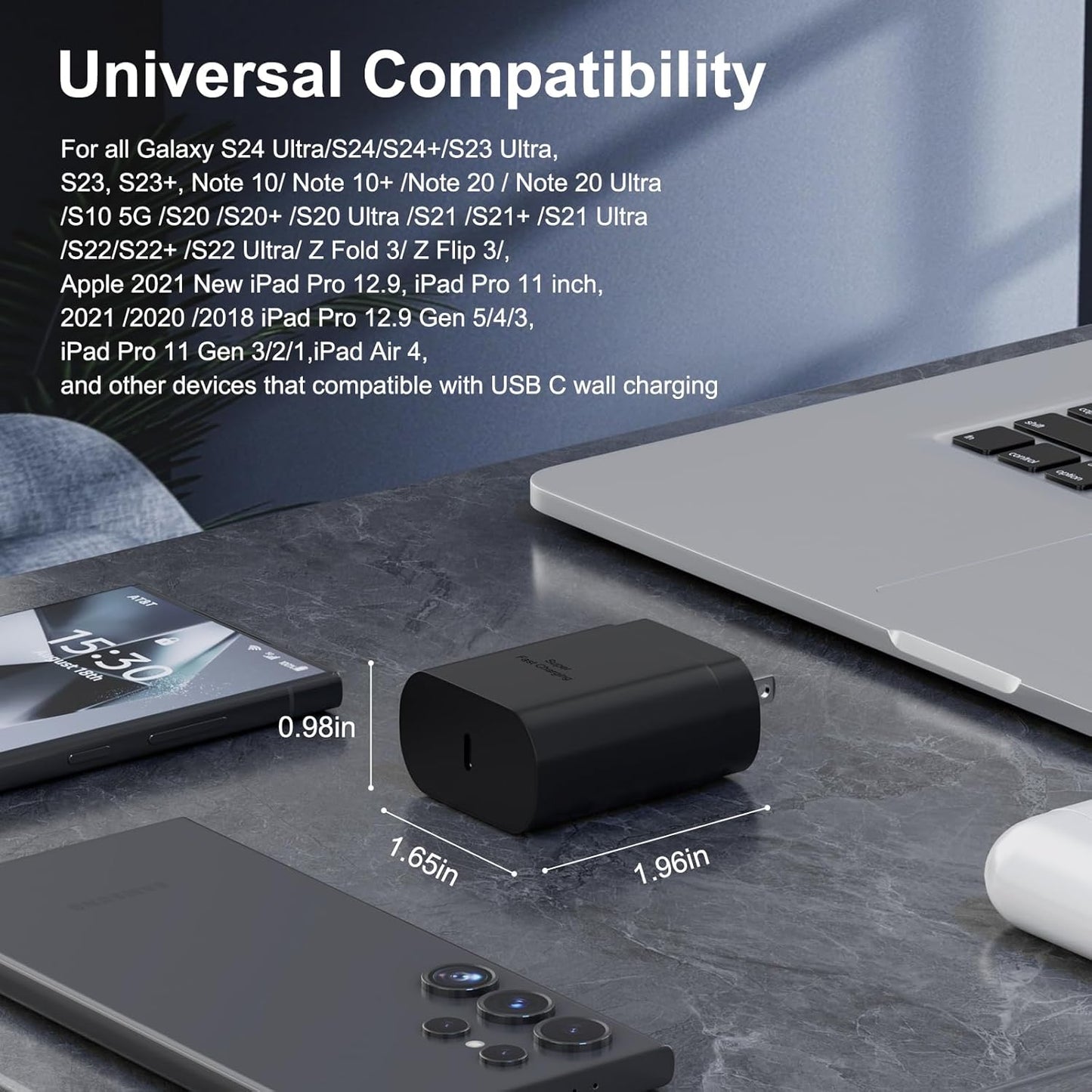 Samsung 25W USB-C Super Fast Charging Power Adapter - 2 Pack for Galaxy S25/S24/S23/S22/Note 20/S20/S21 & Tab S8