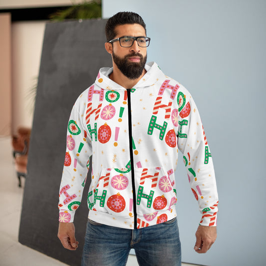 Ho Ho Ho Candy Style Festive Holiday Zip Hoodie
