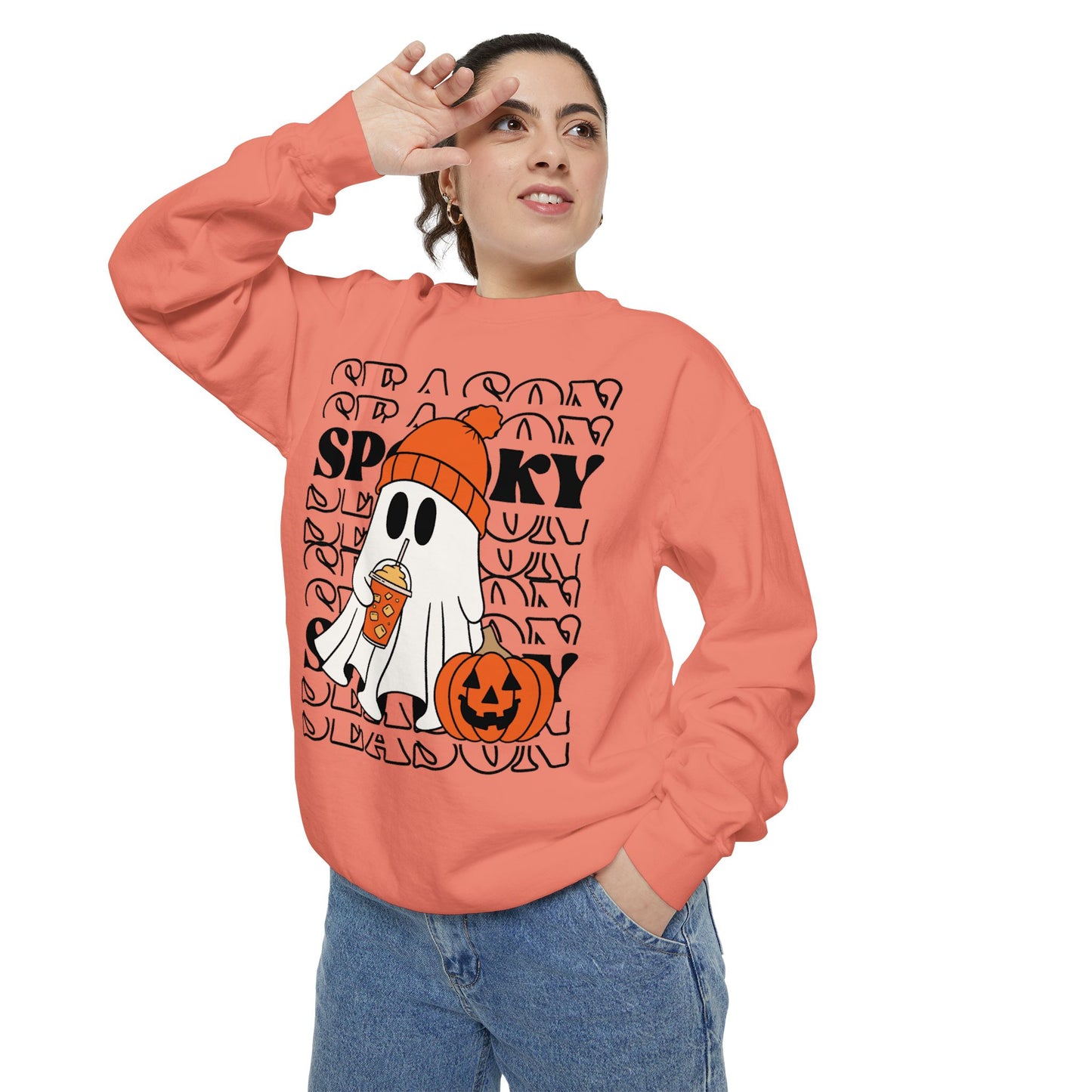 Spooky Season Sweatshirt - Unisex Garment-Dyed Pullover for Halloween and Fall, Cozy Comfort, Perfect Gift for Friends, October Decor,