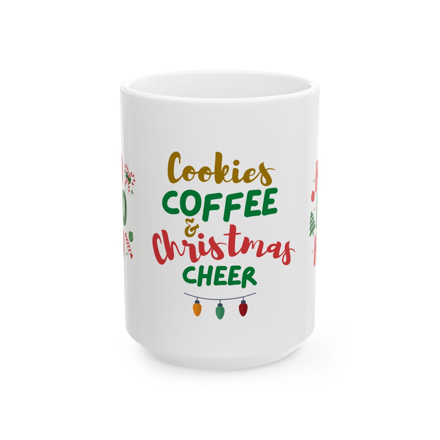 Festive Ceramic Mug – ‘Cookies, Coffee & Christmas Cheer’ | Holiday Gift, Winter Decor, Cozy Home, Coffee Lover's Gift