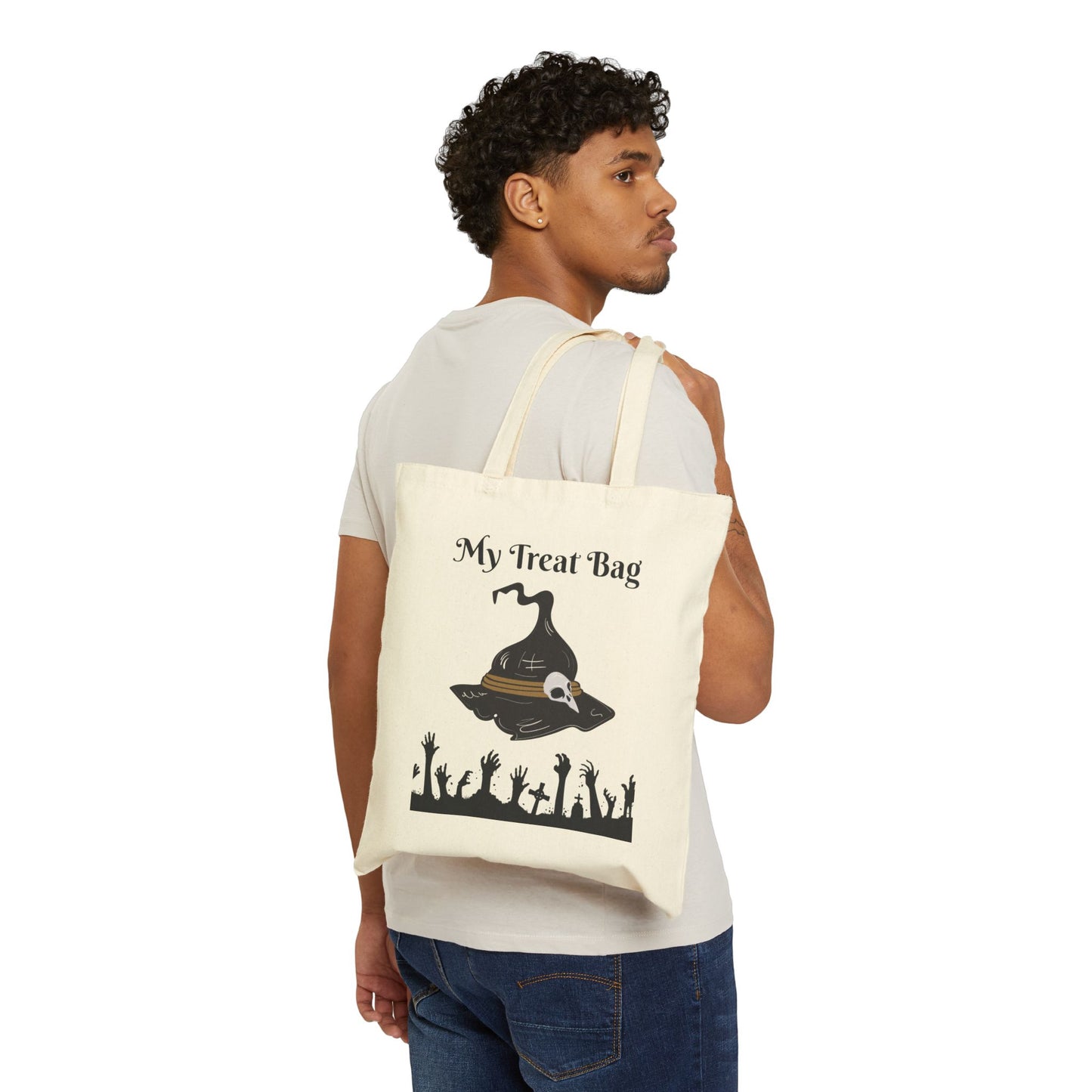 Halloween My Treat Bag Cotton Tote Bag, Eco-Friendly Shopping Bag, Reusable Gift Bag, Halloween Decorations, Treat Bag