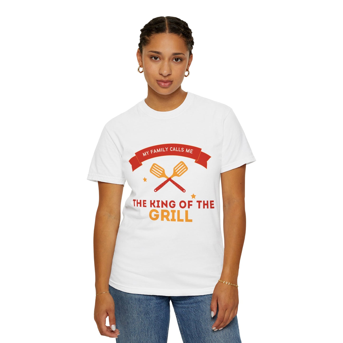King of the Grill T-shirt | Unisex Garment-Dyed Tee for BBQ Lovers, Father's Day Gift, Cooking Enthusiasts, Summer Parties, Family