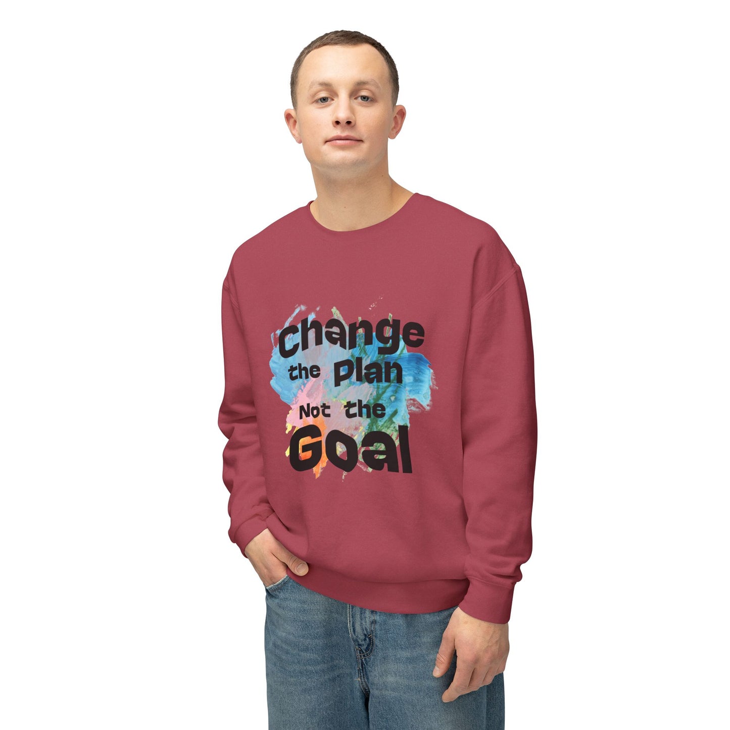 Change the Plan Lightweight Crewneck Sweatshirt | Inspirational Quote Sweatshirt for Everyday Motivation