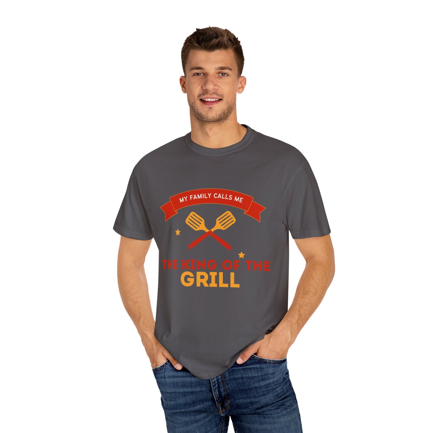 King of the Grill T-shirt | Unisex Garment-Dyed Tee for BBQ Lovers, Father's Day Gift, Cooking Enthusiasts, Summer Parties, Family