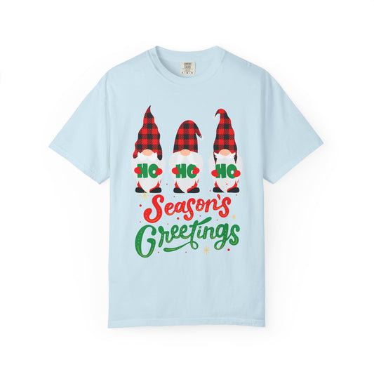 Season's Greetings Unisex T-shirt, Cozy Holiday Tee, Christmas Gift, Winter Apparel, Festive Clothing, Gnome Design