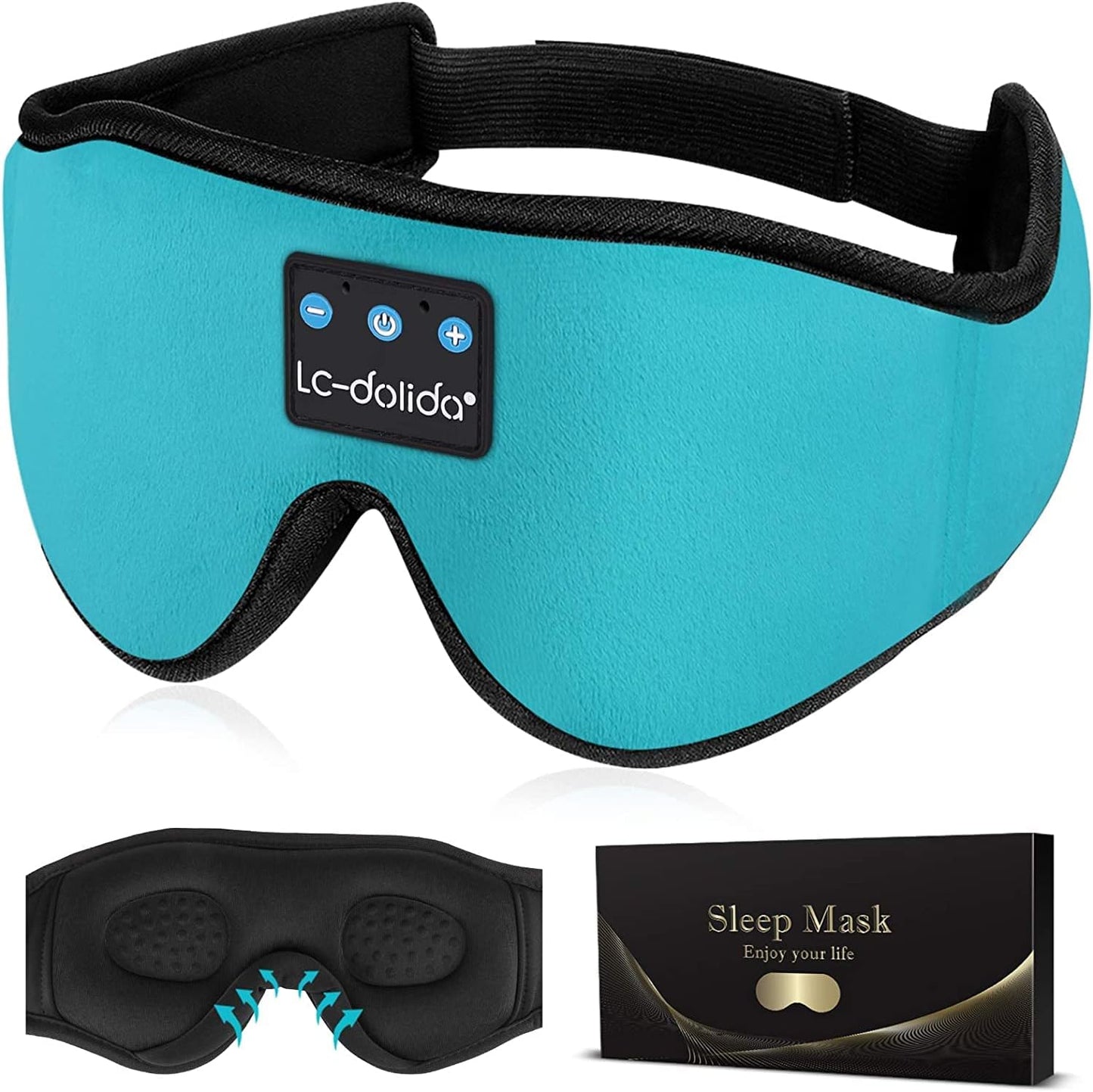 Sleep Headphones, Silk Sleep Mask Bluetooth Wireless Music Eye Mask, Sleeping Headphones for Side Sleepers Sleep Mask with Bluetooth Headphones Ultra-Thin Stereo Speaker Perfect for Sleeping