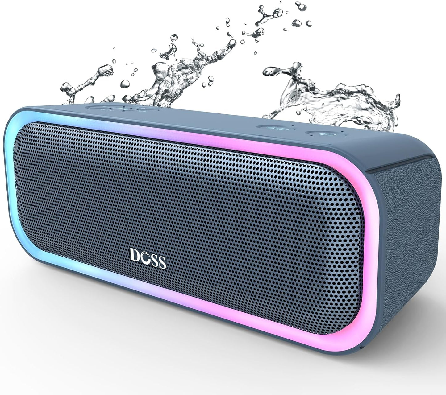 Soundbox Pro Bluetooth Speaker with 20W Stereo Sound, Active Extra Bass, IPX6 Waterproof, TWS Pairing, Multi-Colors Lights, 20H Playtime, Portable for Beach, Outdoor-Blue