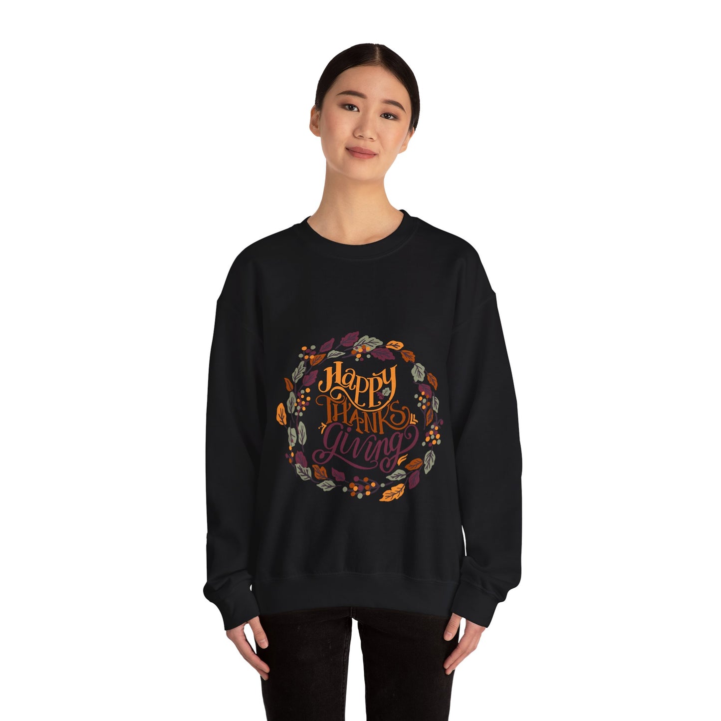 Happy Thanksgiving Crewneck Sweatshirt - Cozy Fall Apparel, Thanksgiving Gift, Unisex Pullover, Casual Fall Sweatshirt