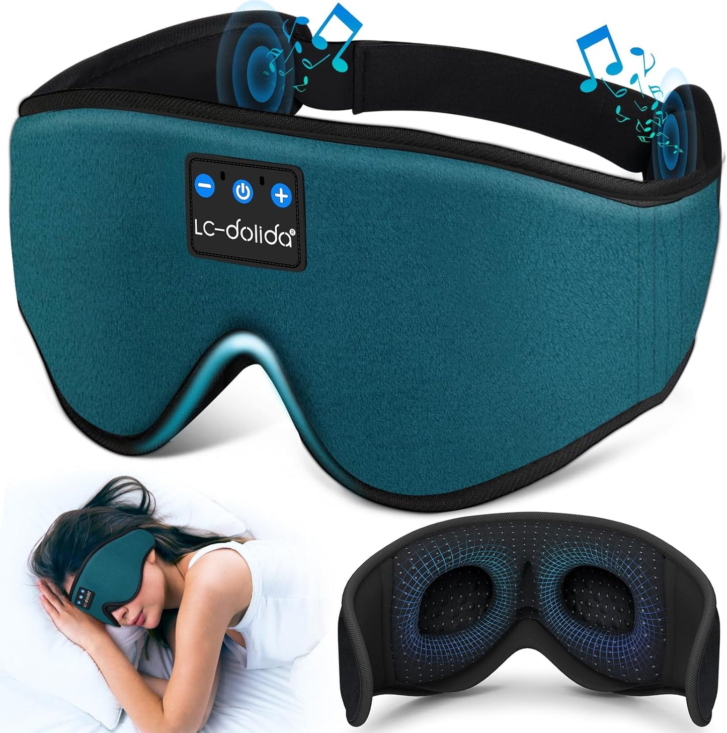 Sleep Headphones, Silk Sleep Mask Bluetooth Wireless Music Eye Mask, Sleeping Headphones for Side Sleepers Sleep Mask with Bluetooth Headphones Ultra-Thin Stereo Speaker Perfect for Sleeping