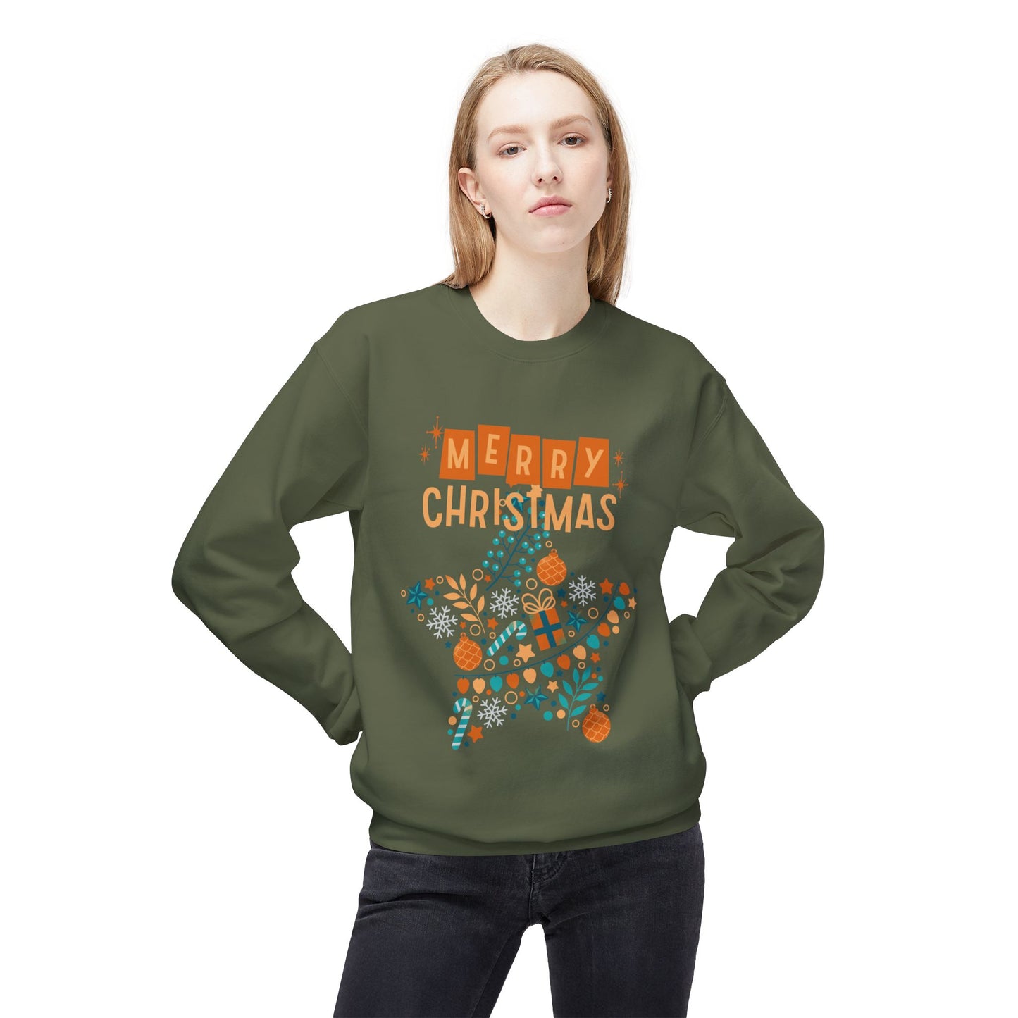 Merry Christmas Sweatshirt, Cozy Holiday Crewneck, Festive Apparel, Winter Gift, Unisex Fleece Top, Christmas Sweatshirt