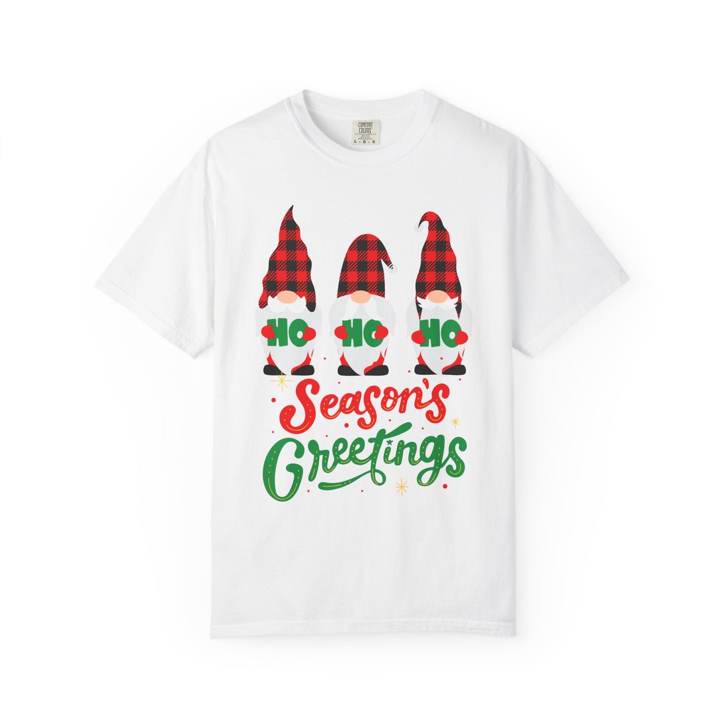 Season's Greetings Unisex T-shirt, Cozy Holiday Tee, Christmas Gift, Winter Apparel, Festive Clothing, Gnome Design