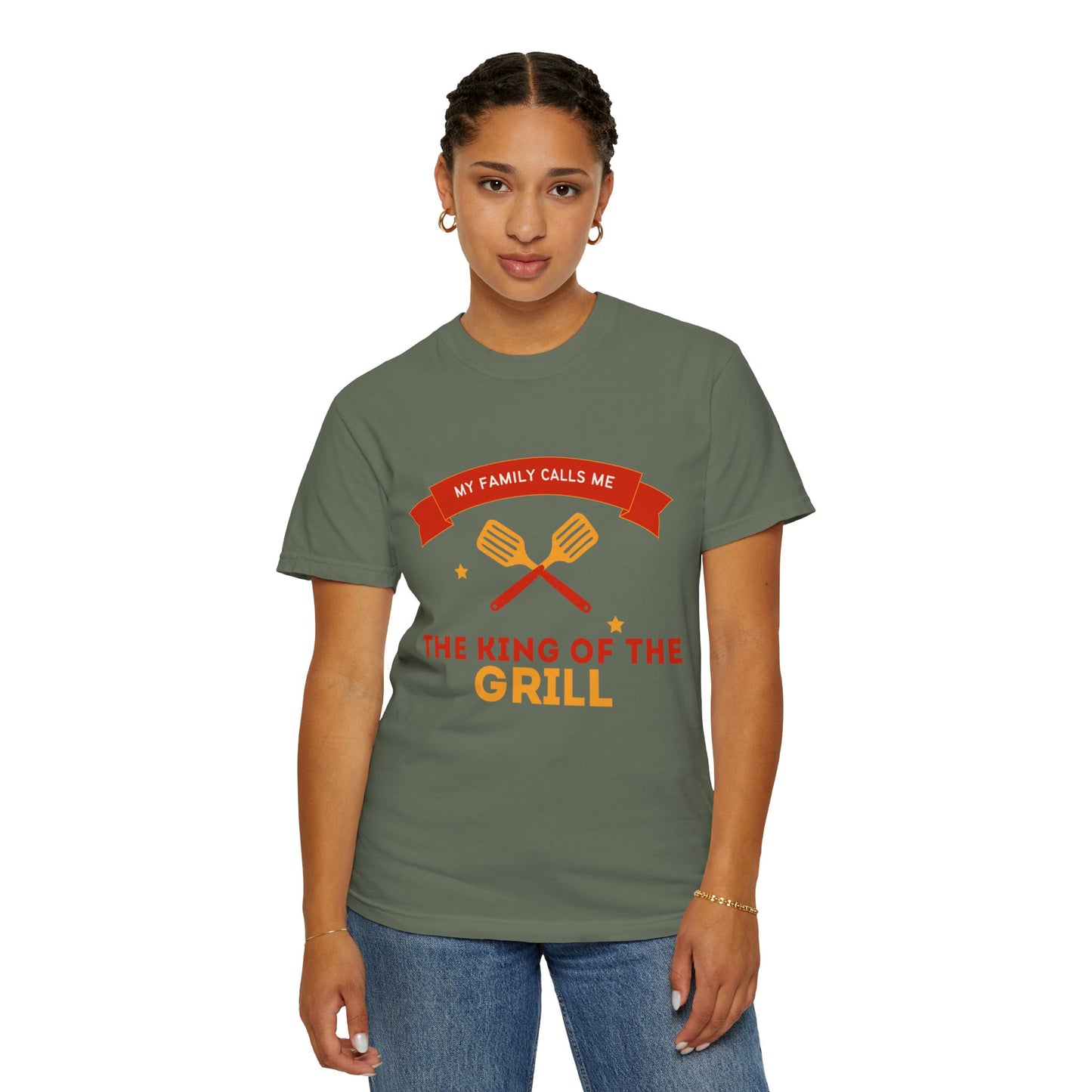 King of the Grill T-shirt | Unisex Garment-Dyed Tee for BBQ Lovers, Father's Day Gift, Cooking Enthusiasts, Summer Parties, Family