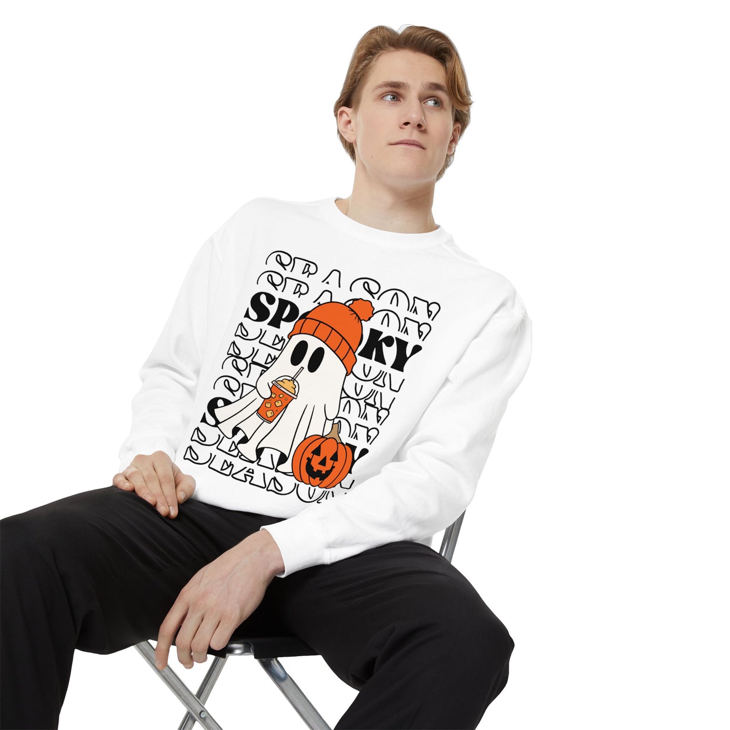 Spooky Season Sweatshirt - Unisex Garment-Dyed Pullover for Halloween and Fall, Cozy Comfort, Perfect Gift for Friends, October Decor,