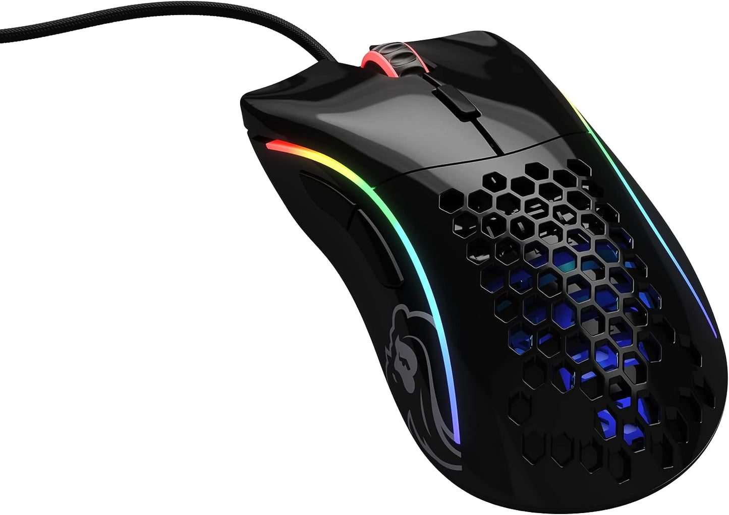 Model D Wired Gaming Mouse - 68G Superlight Honeycomb Design, RGB, Ergonomic, Pixart 3360 Sensor, Omron Switches, PTFE Feet, 6 Buttons - Glossy White