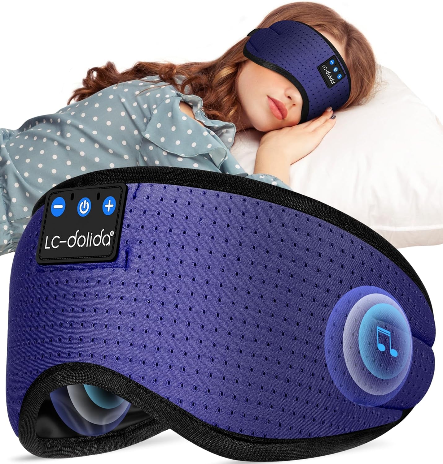 Sleep Headphones, Silk Sleep Mask Bluetooth Wireless Music Eye Mask, Sleeping Headphones for Side Sleepers Sleep Mask with Bluetooth Headphones Ultra-Thin Stereo Speaker Perfect for Sleeping