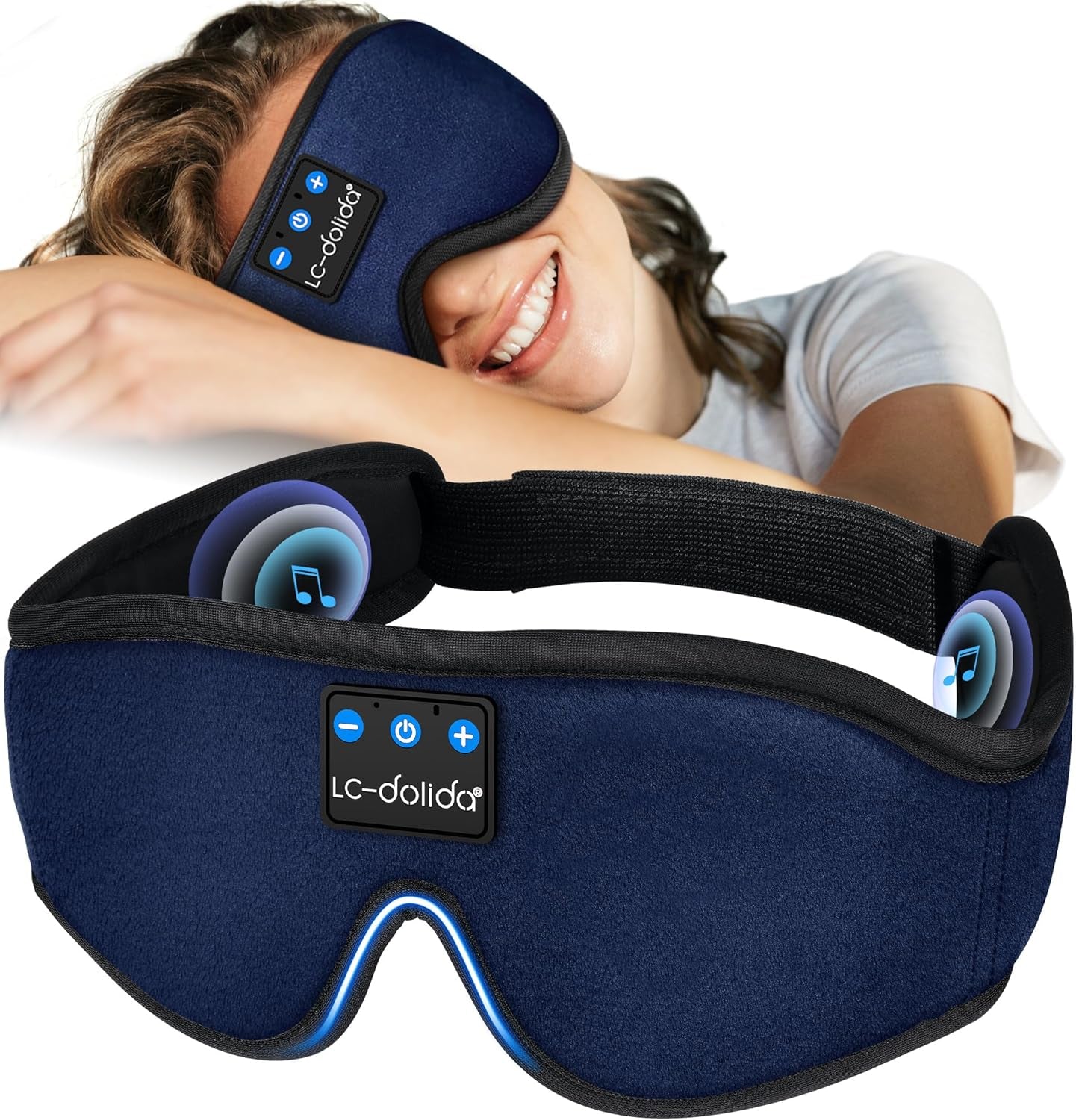 Sleep Headphones, Silk Sleep Mask Bluetooth Wireless Music Eye Mask, Sleeping Headphones for Side Sleepers Sleep Mask with Bluetooth Headphones Ultra-Thin Stereo Speaker Perfect for Sleeping