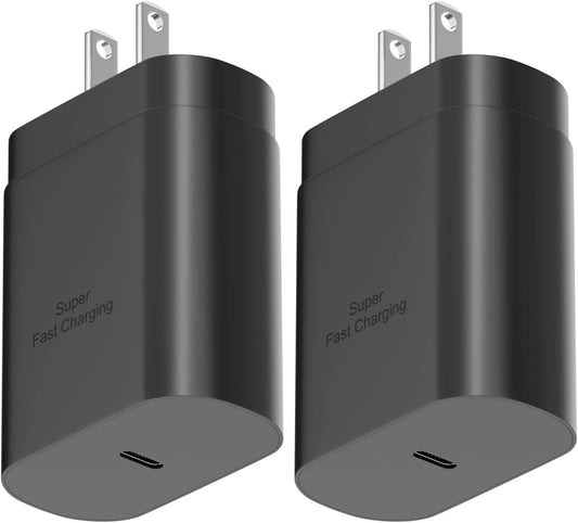 Samsung 25W USB-C Super Fast Charging Power Adapter - 2 Pack for Galaxy S25/S24/S23/S22/Note 20/S20/S21 & Tab S8