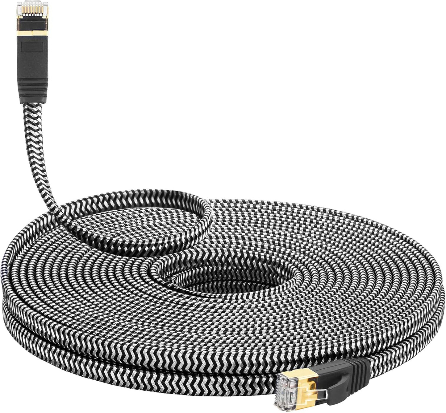 Cat 7 Ethernet Cable 10Ft - Flat Design, Easy Install, Nylon Braided, More Durable High Speed Internet Cable Network Cord Shielded LAN Cables for Computers, Routers, Switches, and Gaming Consoles